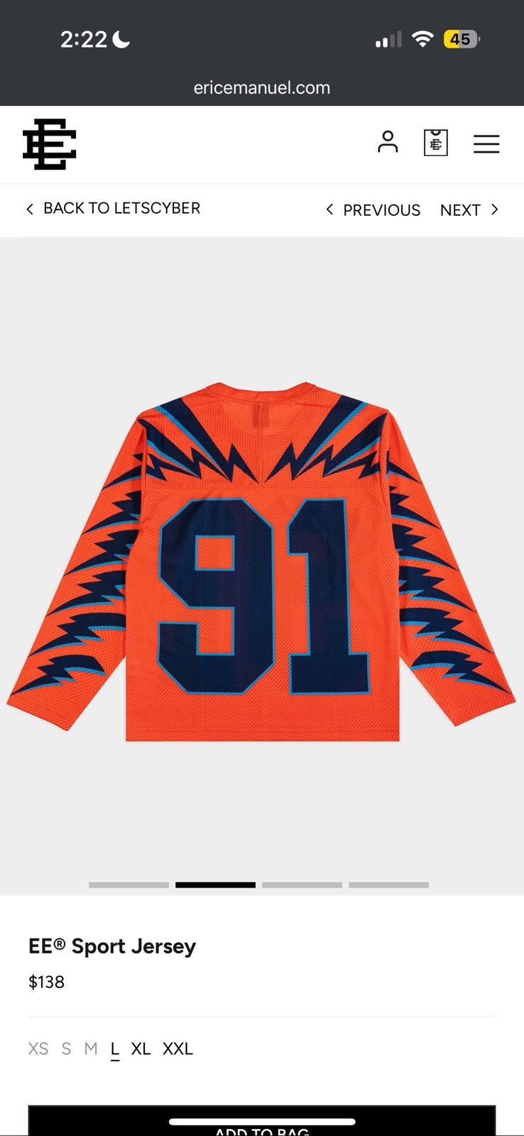 Eric Emanuel Eric Emanuel Sport Jersey - XL Size US XL / EU 56 / 4 - 5 Thumbnail