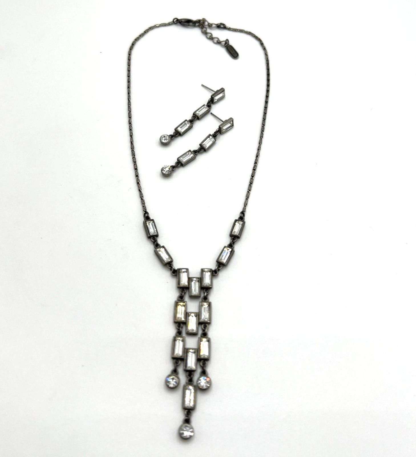 Other Ben Amun Art-Deco Rhinestone Dangle Earrings & Necklace Set Size ONE SIZE - 4 Thumbnail