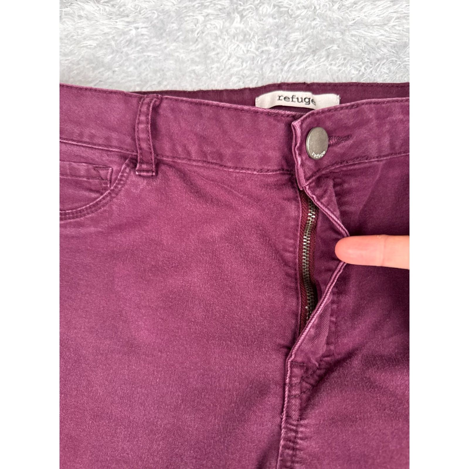 Denime Refuge Jeans Womens 14 Burgundy Skinny Denim Pants Mid Rise 34x27 Size 36" / US 14 / IT 50 - 5 Thumbnail