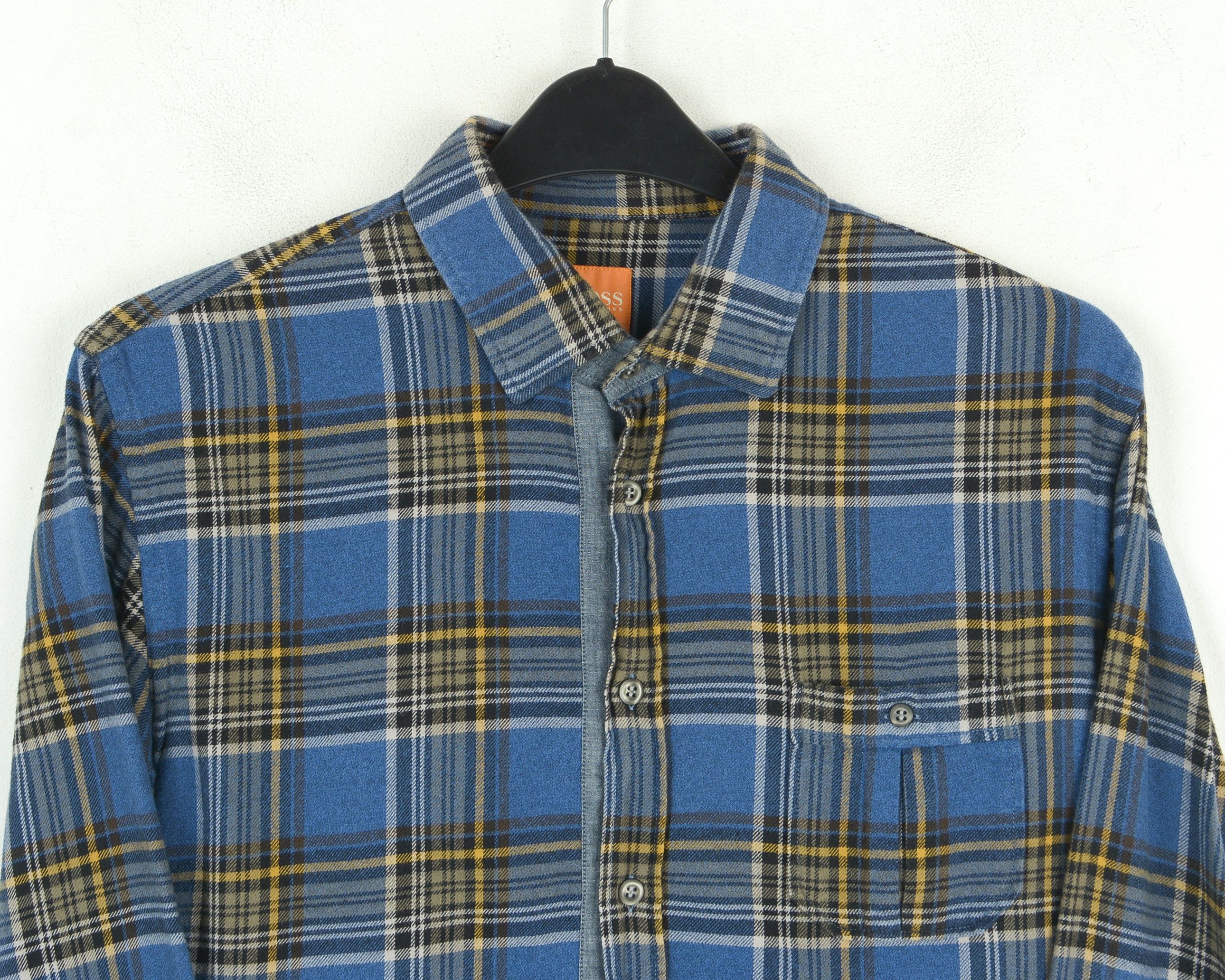 Flannel × Hugo Boss Orange Label Shirt L Long Sleeve Check Plaid Tartan Slim Size US L / EU 52-54 / 3 - 2 Thumbnail