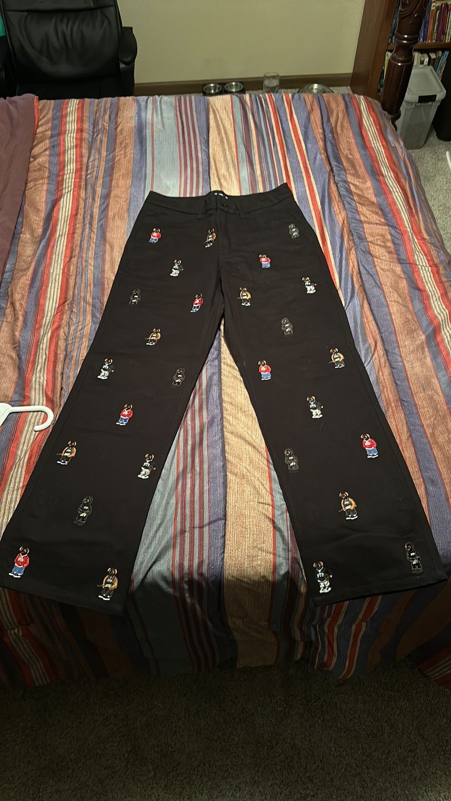 image of Fuck The Population Ftp Bear Chino Pants in Black, Men's (Size 30)