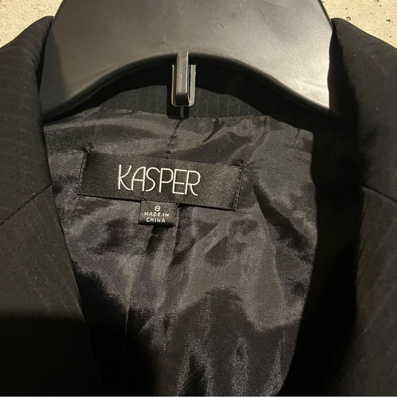 Kasper Kasper Suit Black Pinstripe Jacket 3 Button Straight Leg Size M / US 6-8 / IT 42-44 - 4 Thumbnail