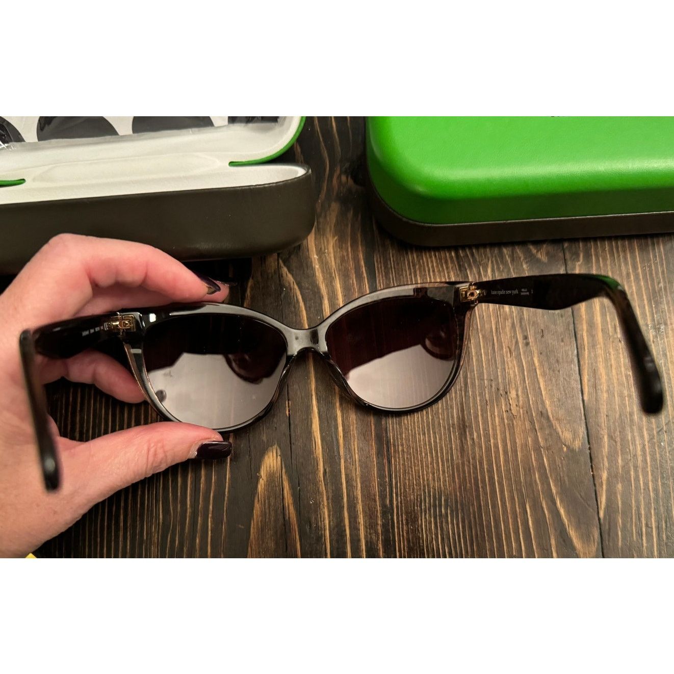 Kate Spade Kate Spade Brown Pattern 56mm Daesha Cat Eye Sunglasses Size ONE SIZE - 5 Thumbnail