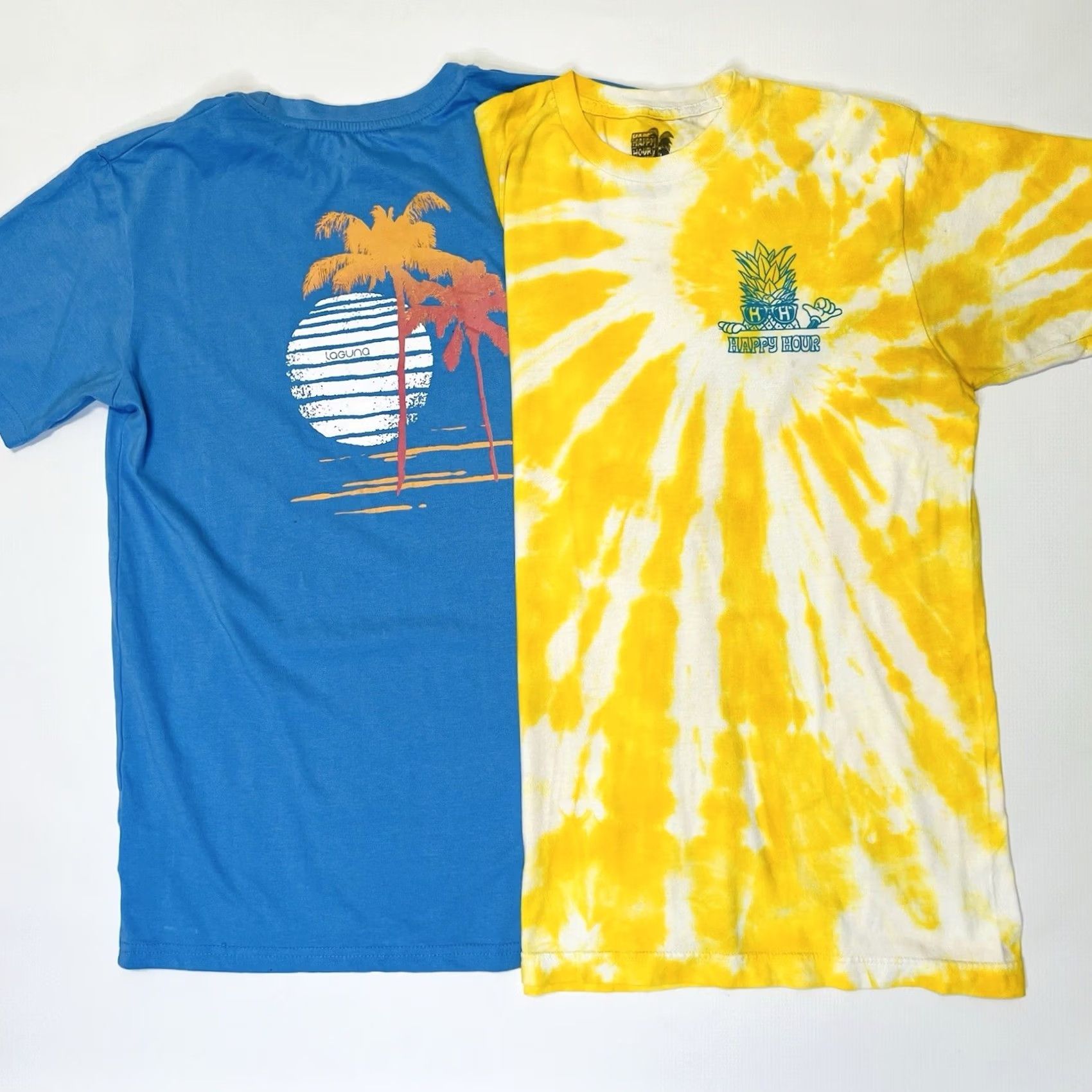 Vintage Happy Hour T Shirt Lot Beach Graphic Print Crew Neck Short Sleeve Mens Medium Yellow Blue Size US M / EU 48-50 / 2 - 2 Thumbnail