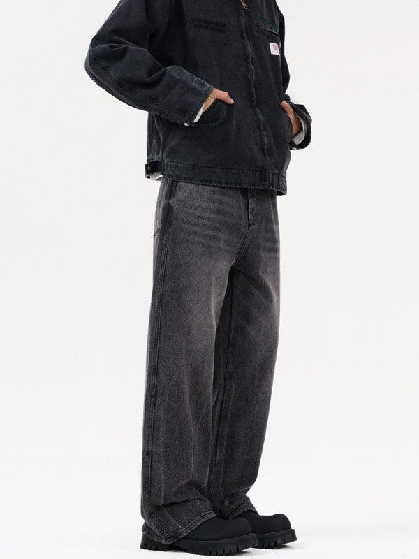 Japanese Brand Men's street retro washed distressed straight loose jeans Size US 32 / EU 48 - 3 Thumbnail