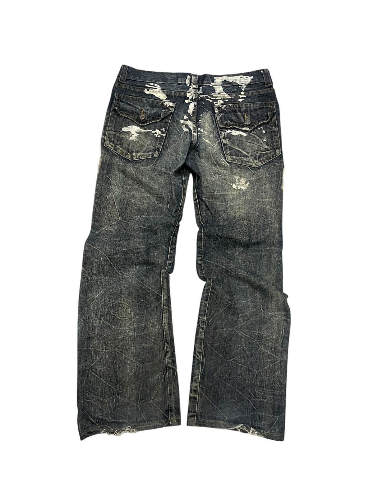 Japanese Brand 2000s KUI WASHABLE DISTRESSED JEANS RARE DESIGN Size US 33 - 3 Thumbnail