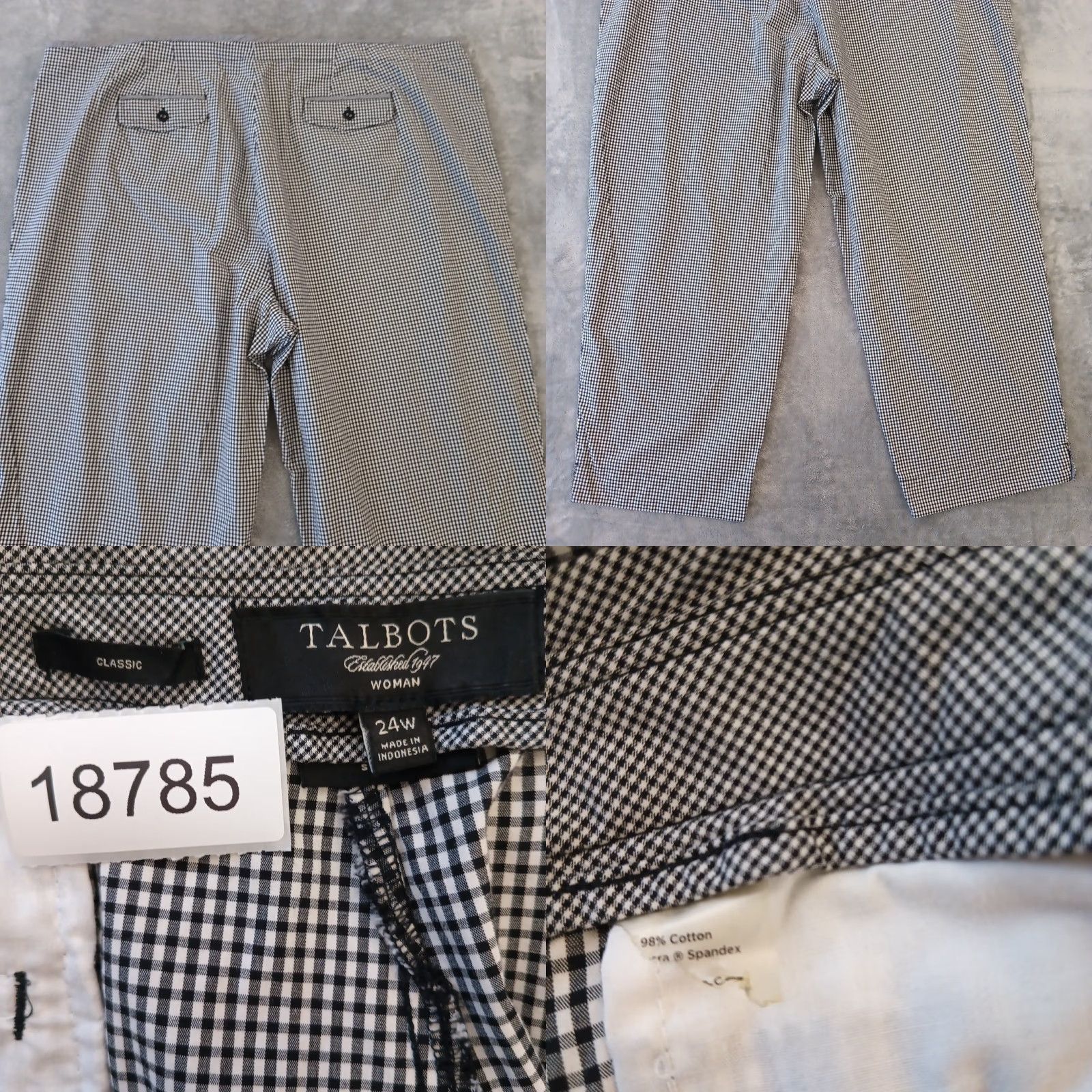 Talbots Talbots Woman Cropped Pants Plus 24W Black Plaid High Rise Cropped Lightweight Cotton Blend Straight Inseam 27.5 in Women Mens? Size 42" / US 20 - 8 Thumbnail