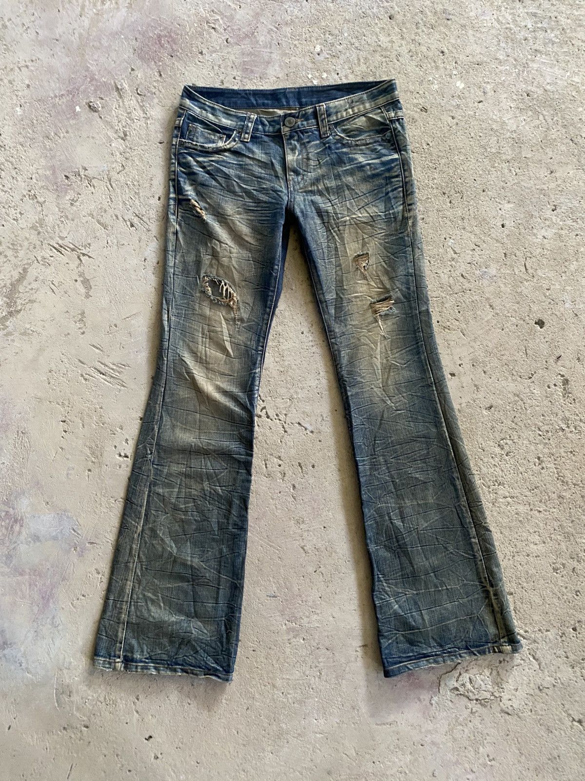 Tornado Mart Agate Label Rusty Whiskers Flare Denim Size US 31 - 2 Thumbnail