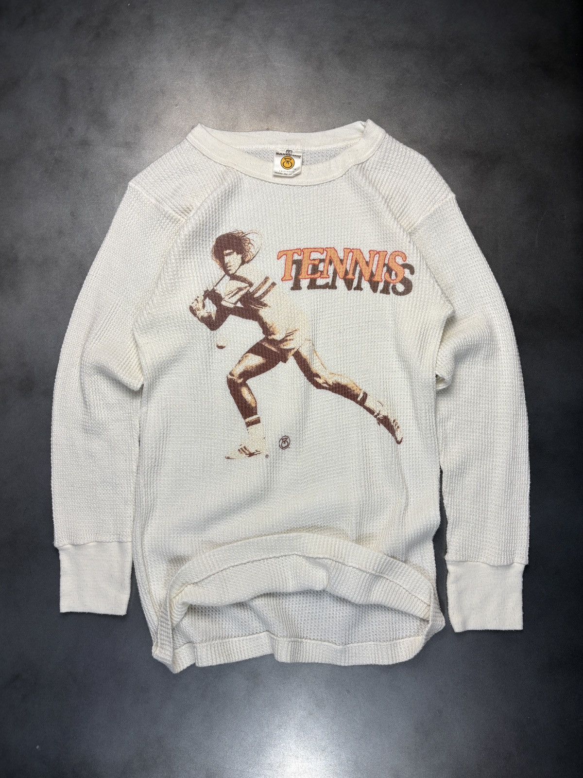 Vintage Vintage Thermal Long Sleeve Waffle Knit ALP Tennis Sandbags Size US S / EU 44-46 / 1 - 1 Thumbnail