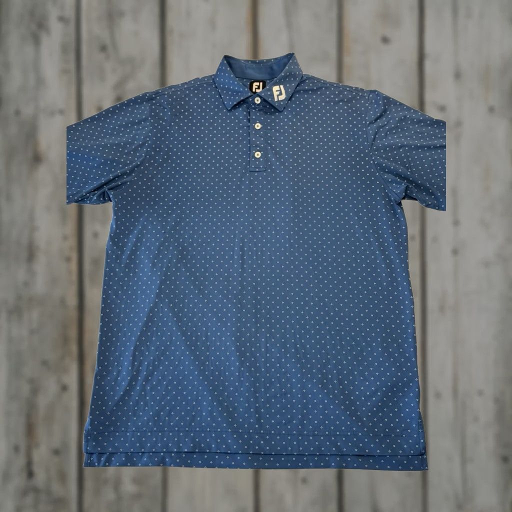 Footjoy FootJoy Polo Shirt Blue White Diamond All Over Print AOP Golf Short Sleeve Regular Mens L Size US L / EU 52-54 / 3 - 1 Thumbnail
