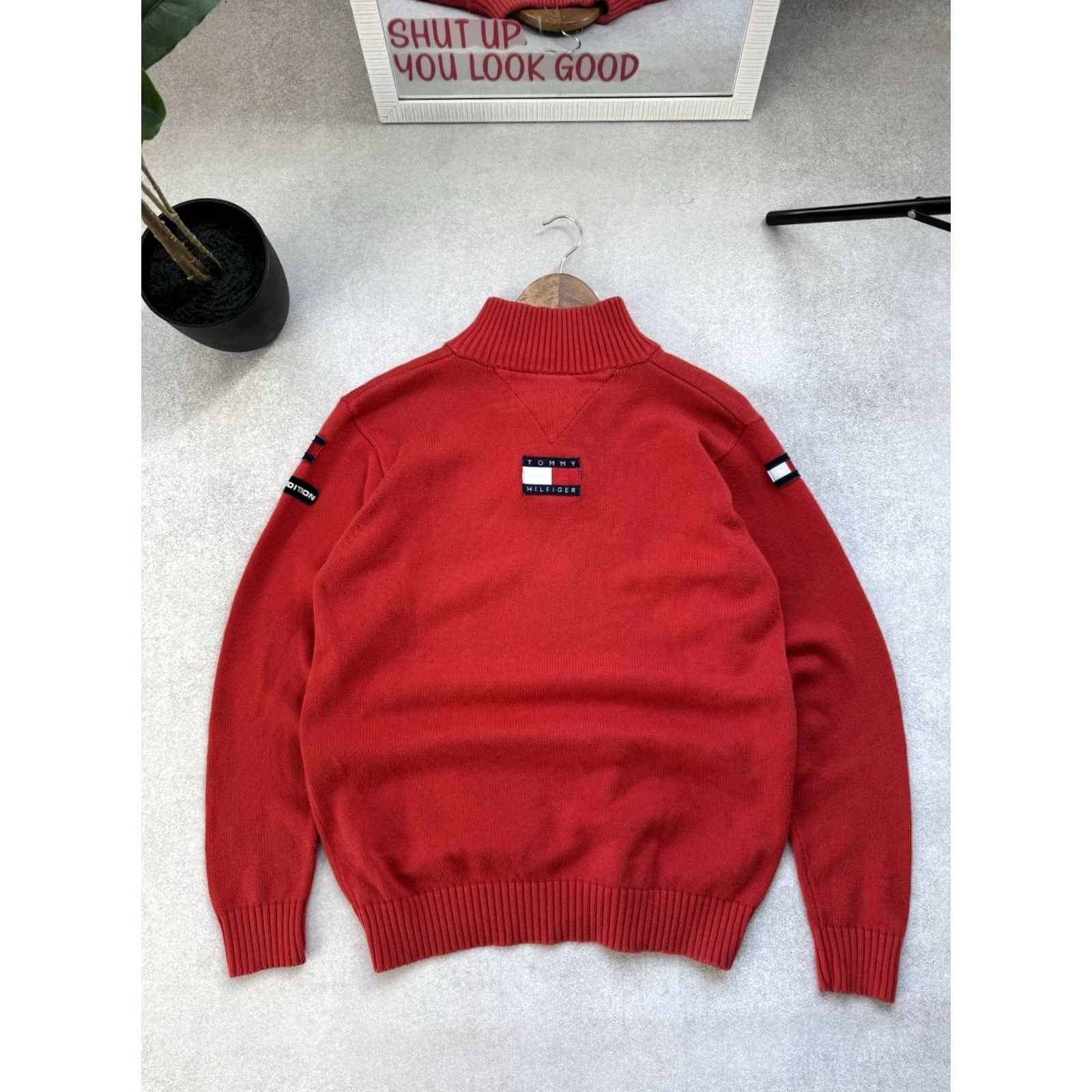 Tommy Hilfiger VINTAGE Tommy Hilfiger Ferrari Limited Edition 1/3 Zip Knit Sweater Men M Red Racing USA 90s Size US M / EU 48-50 / 2 - 5 Thumbnail