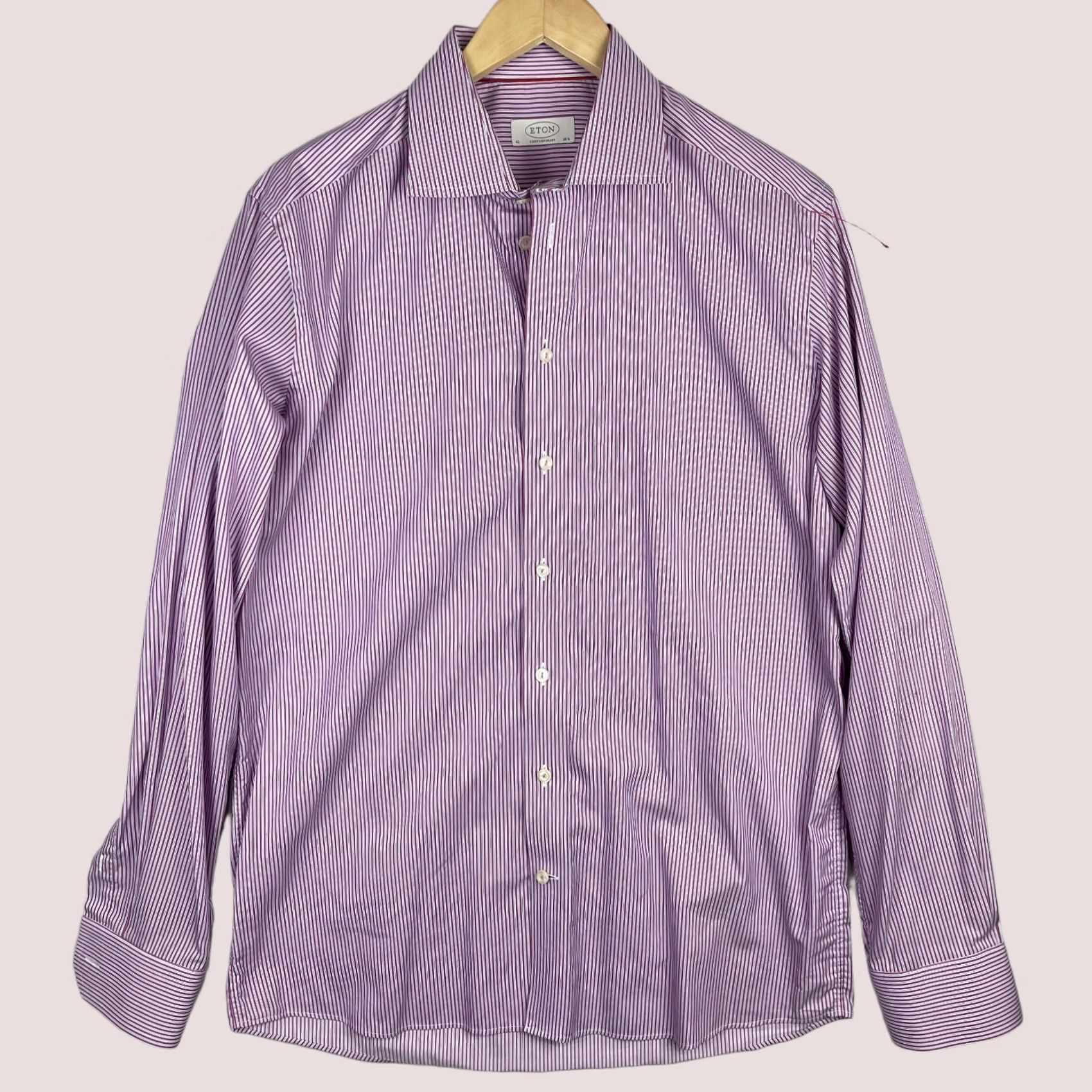 Eton Eton Dress Shirt Mens 42 16.5 Pink Stripes Button Up Long Sleeve Shirt Size 42R - 1 Thumbnail