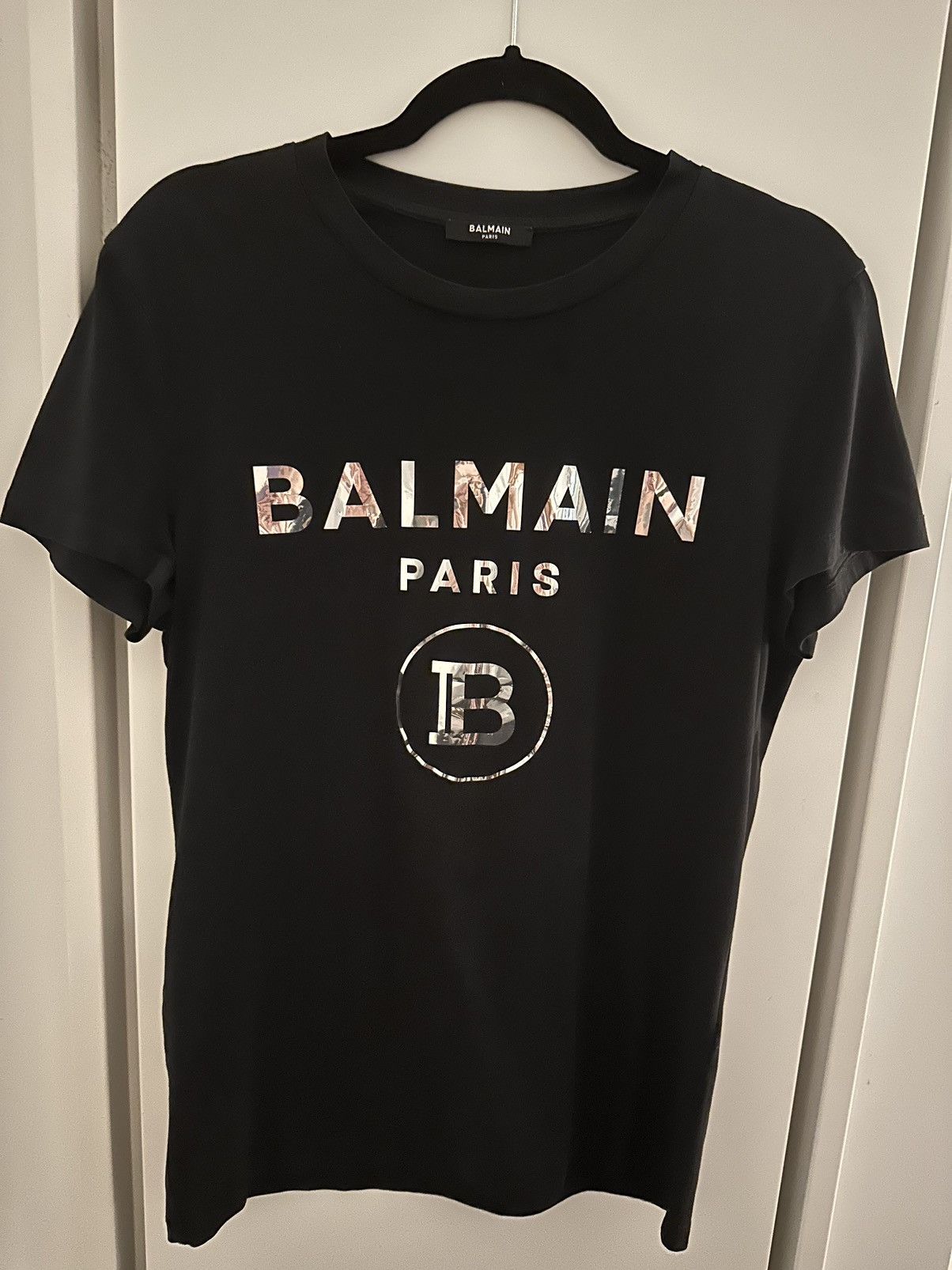 Image of Balmain Logo T-Shirt in Black, Men's (Size Small)