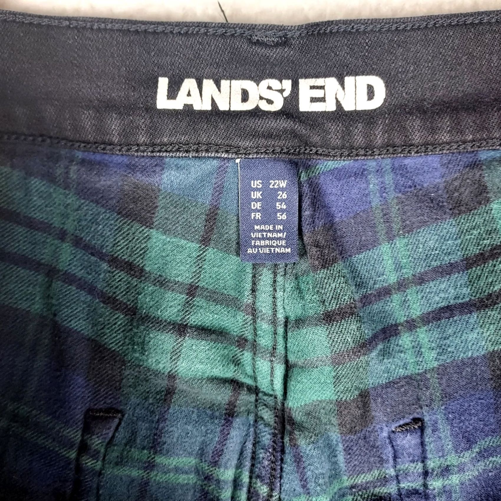 Lands' End Lands' End Womens Jeans 22W Lined Regular Straight Dark Wash Flannel Denim 5-Pocket High Rise Zip S Size 40" / US 18 - 3 Thumbnail