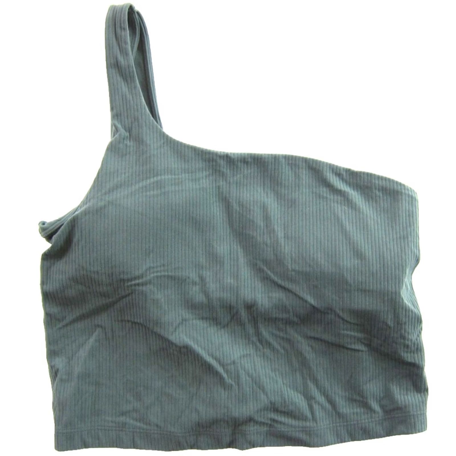 Lululemon Lululemon Army Green Ribbed One Shoulder Stretch Built In Sports Bra Woman Small Size ONE SIZE - 2 Thumbnail
