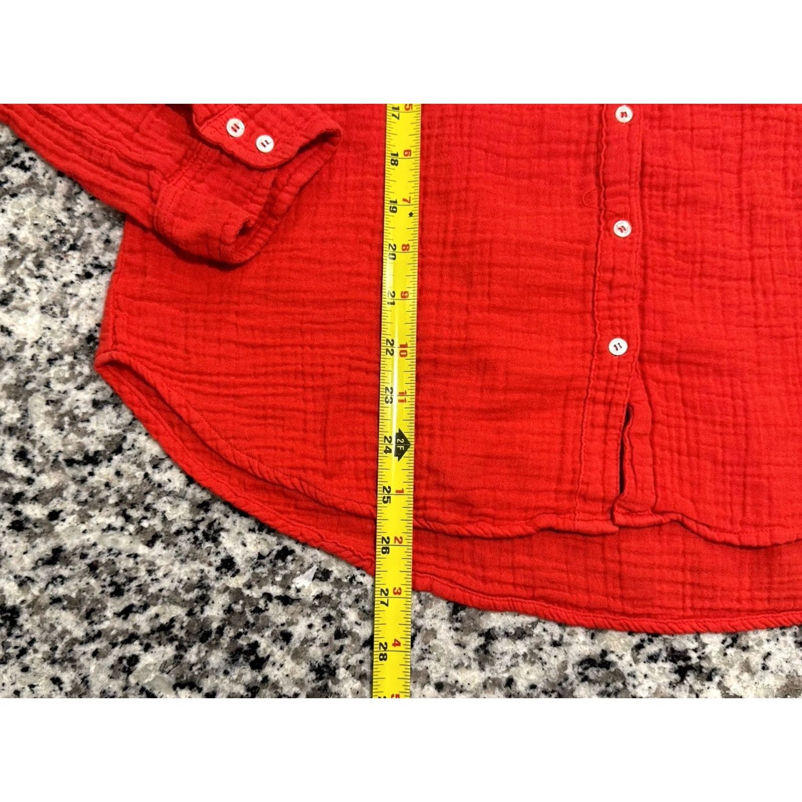 Xirena Xirena Scout Shirt Redish Orange Women’s Small L/S Button Front Gauze Coastal Bohemian Basic Casual Travel Shirt Womens Size S / US 4 / IT 40 - 3 Thumbnail