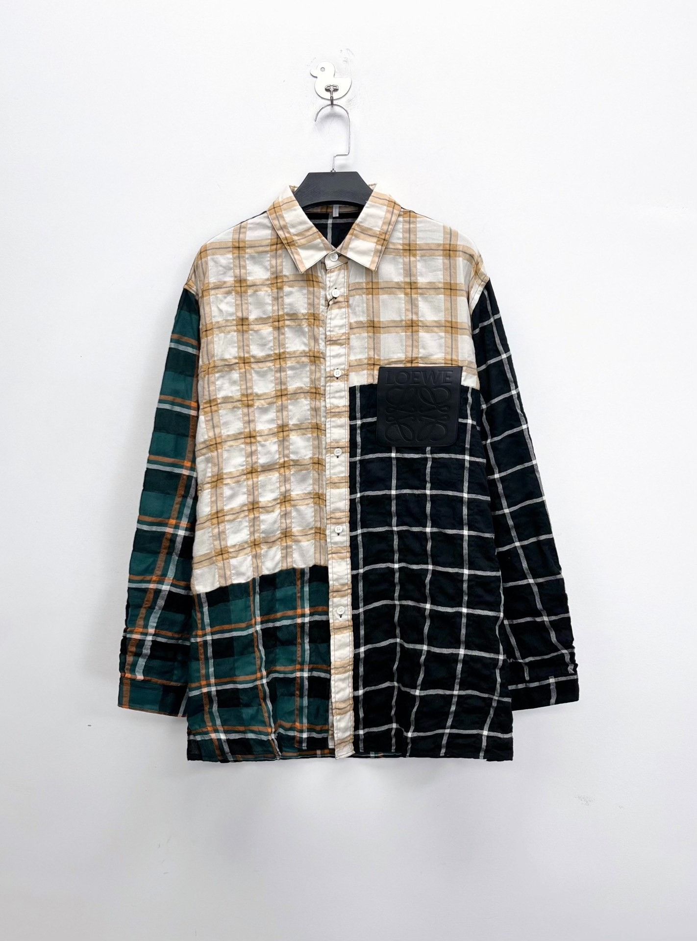 Loewe Loewe Multi-Color Paneled Leather Logo Shirt Size US XS / EU 42 / 0 - 1 Thumbnail