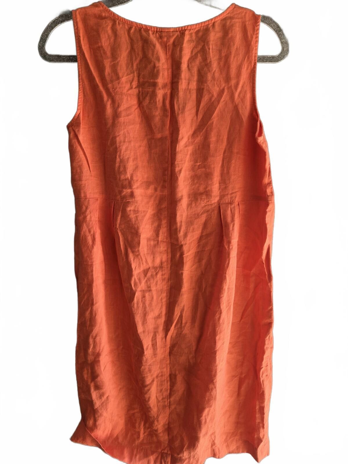 Other New J. Jill Sz S Tangerine Sleeveless Midi Linen Dress Size S / US 4 / IT 40 - 3 Thumbnail