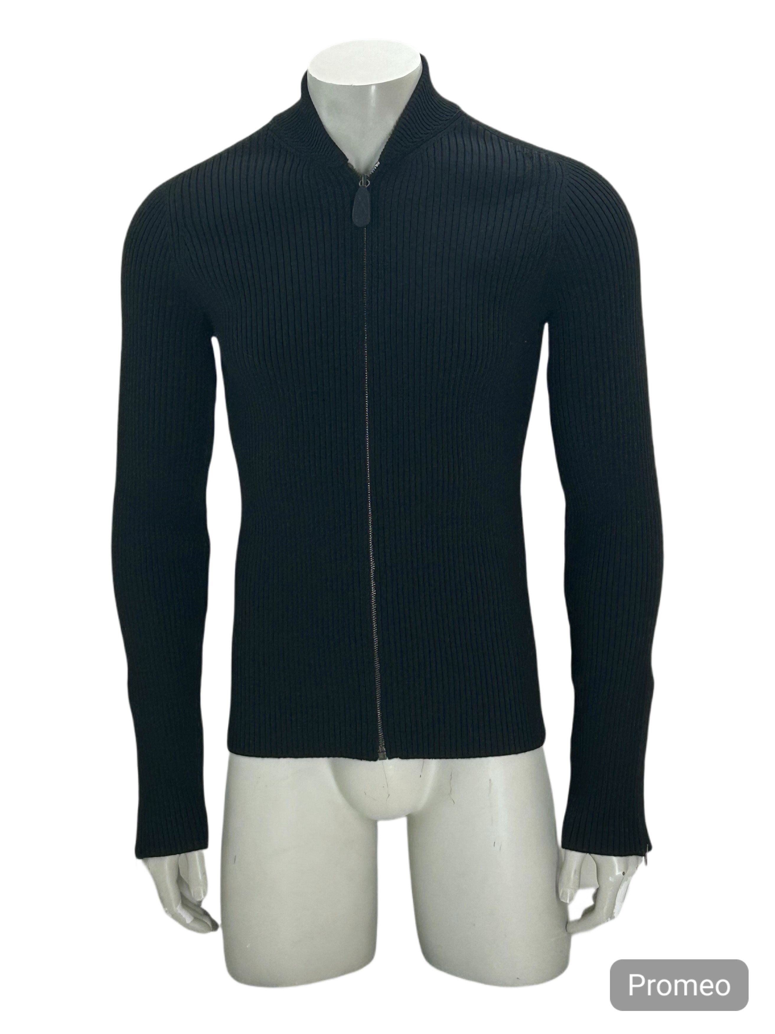 Gucci Wool Ribbed Zip Through Cardigan