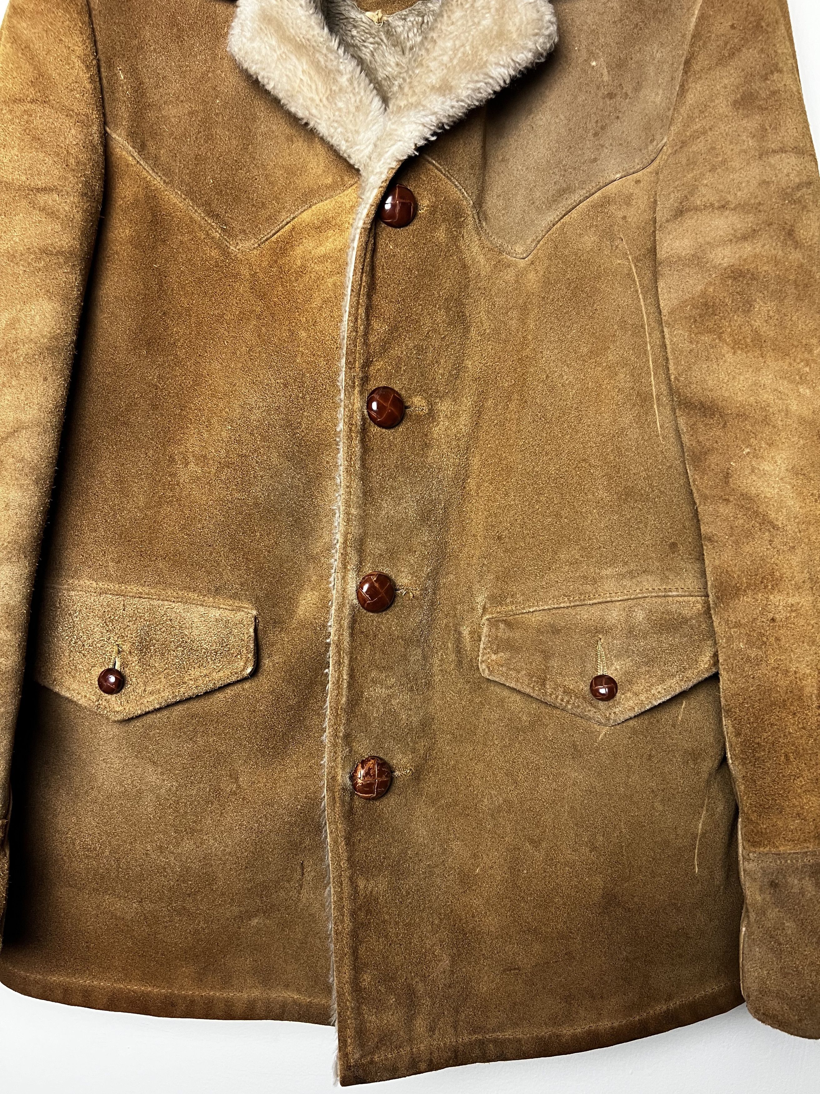 Vintage Vntg 60's Rancher Schott Bros. Brown Suede Sherpa Leather Size US S / EU 44-46 / 1 - 3 Thumbnail
