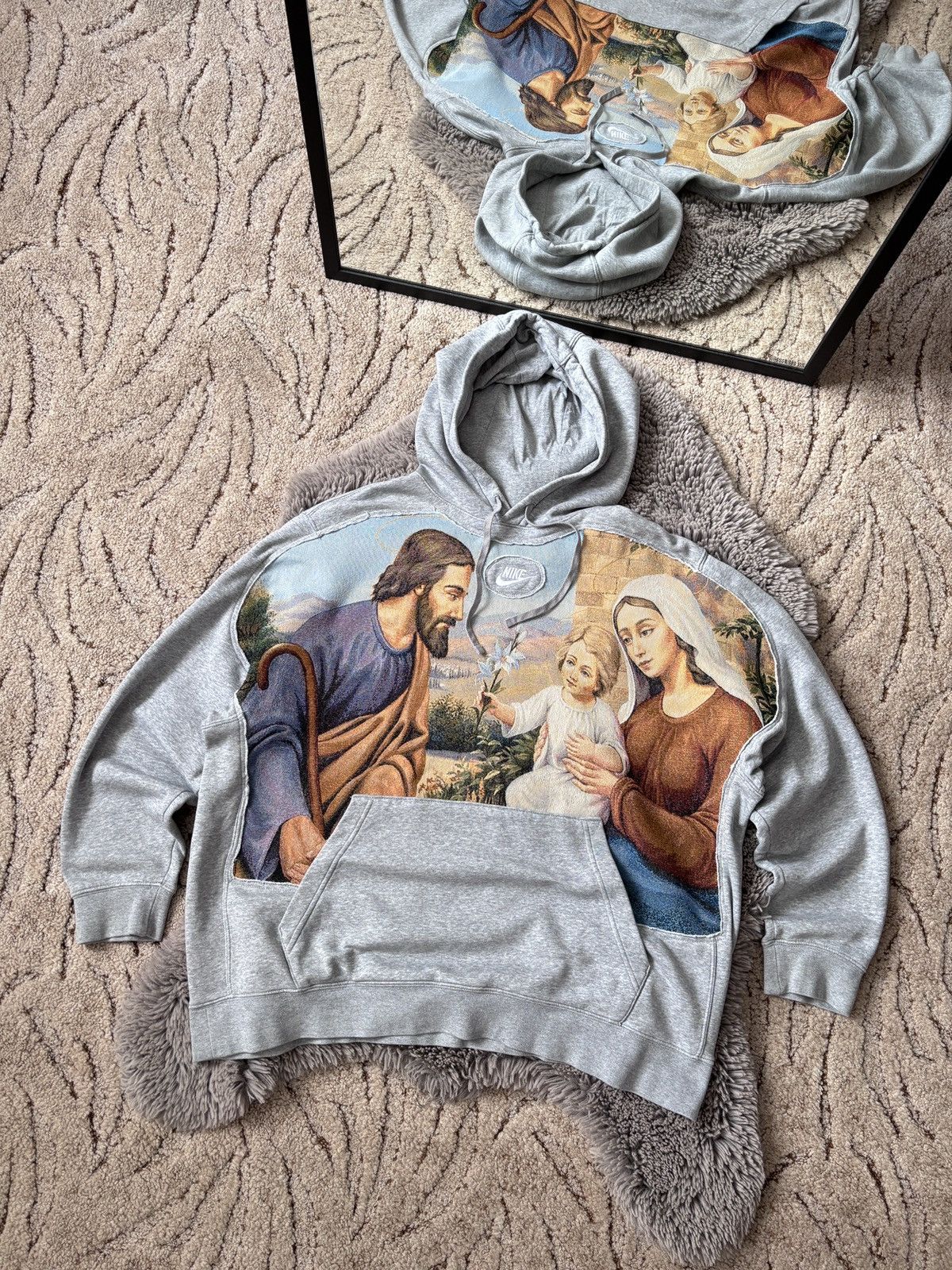 Nike Nike Reworked Junya Watanabe style Jesus gray hoodie Size US XL / EU 56 / 4 - 1 Thumbnail