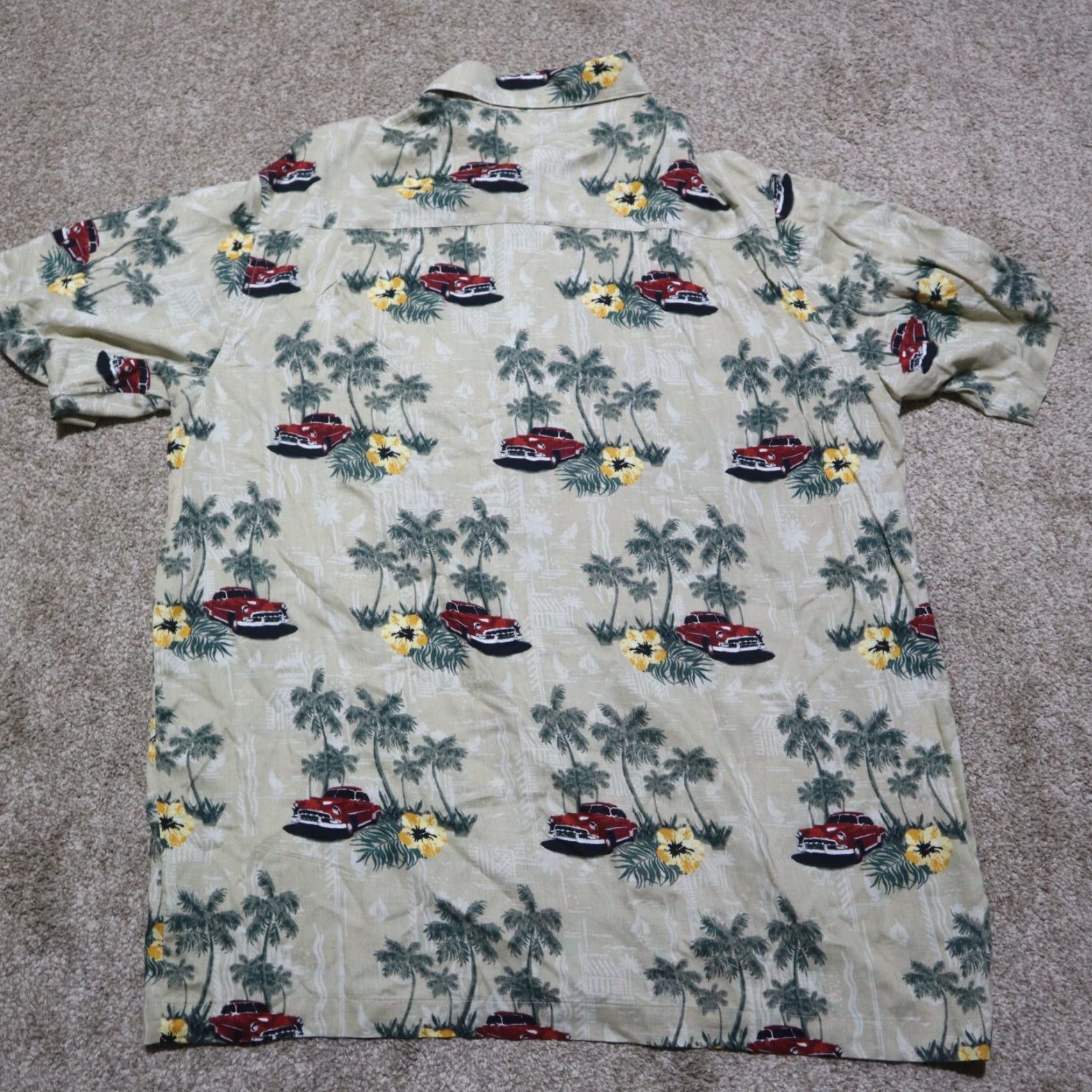 Vintage VINTAGE Knightsbridge Hawaiian Shirt Mens Large 100% Rayon Palm Trees Classic Car Size US L / EU 52-54 / 3 - 7 Thumbnail
