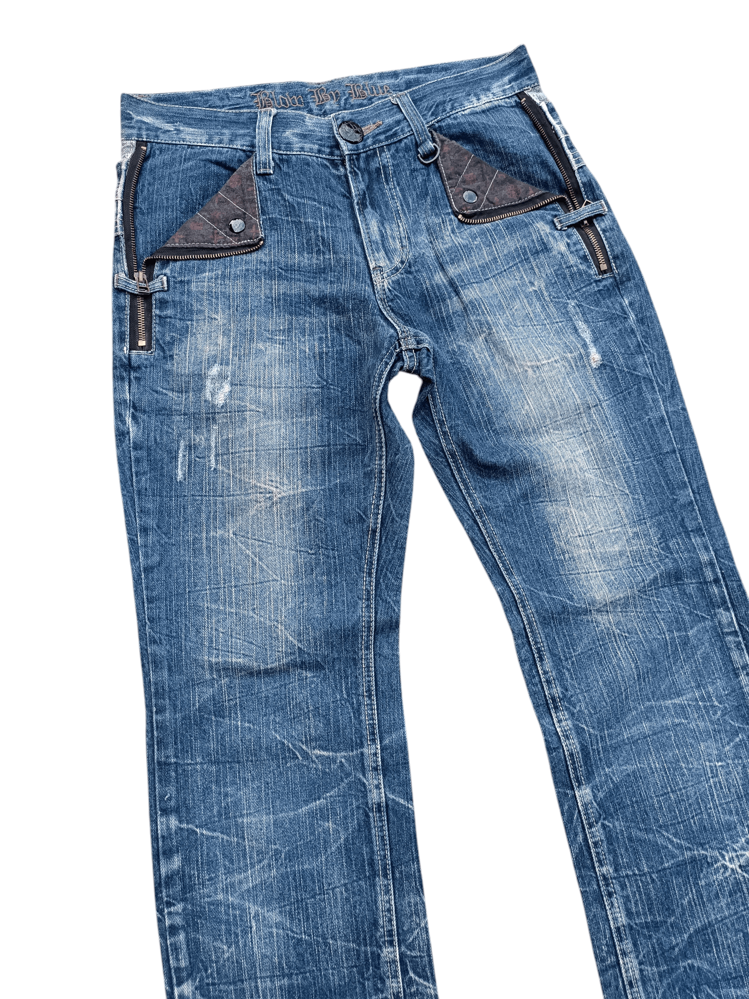 Japanese Brand FLARED 🔥 BLOW BY BLUE FLASH FADED JEANS Size US 31 - 11 Thumbnail