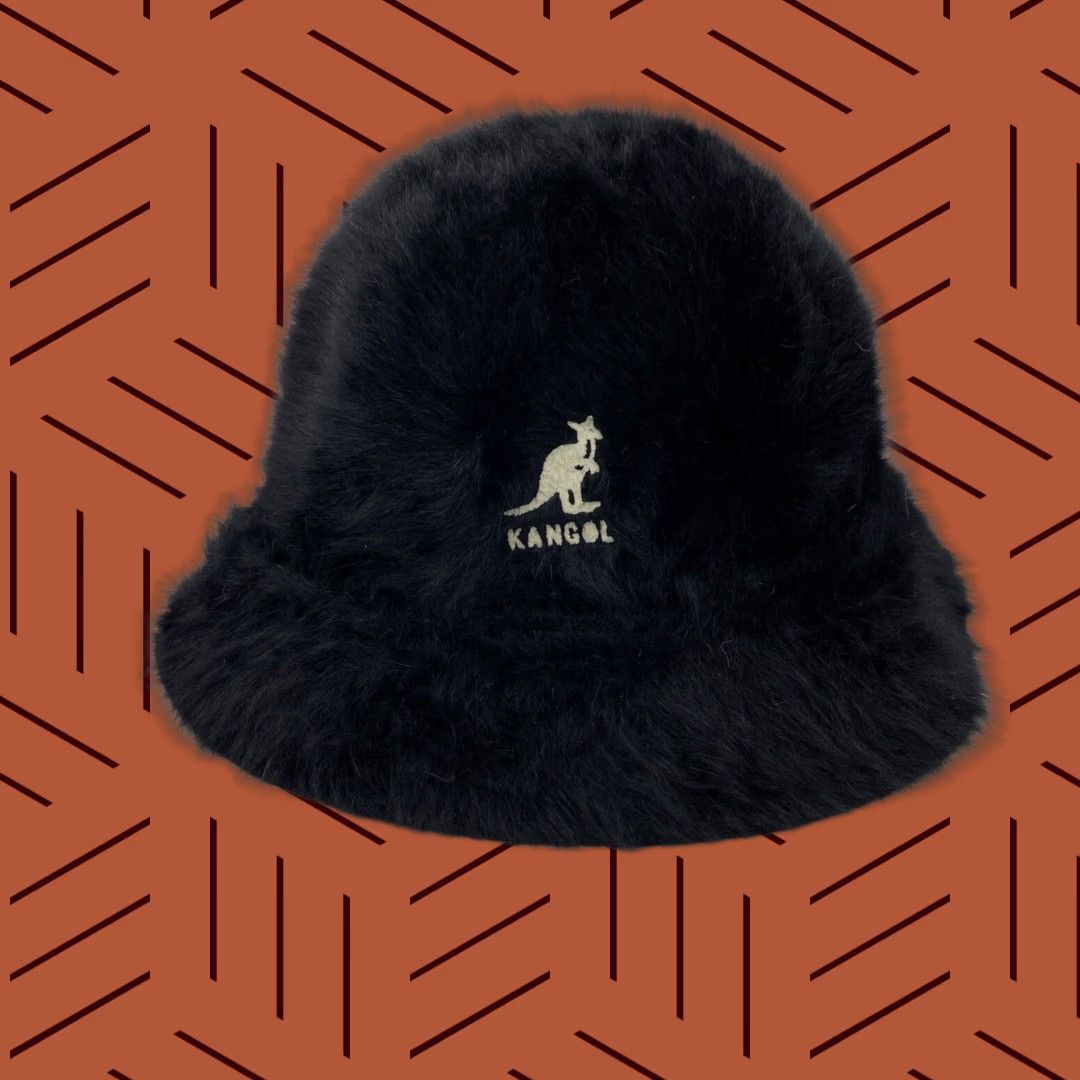 VINTAGE Kangol Furgora Bucket Hat Unisex Adults Regular Black Angora Rabbit Fur Blend 90s Hip Hop Classic