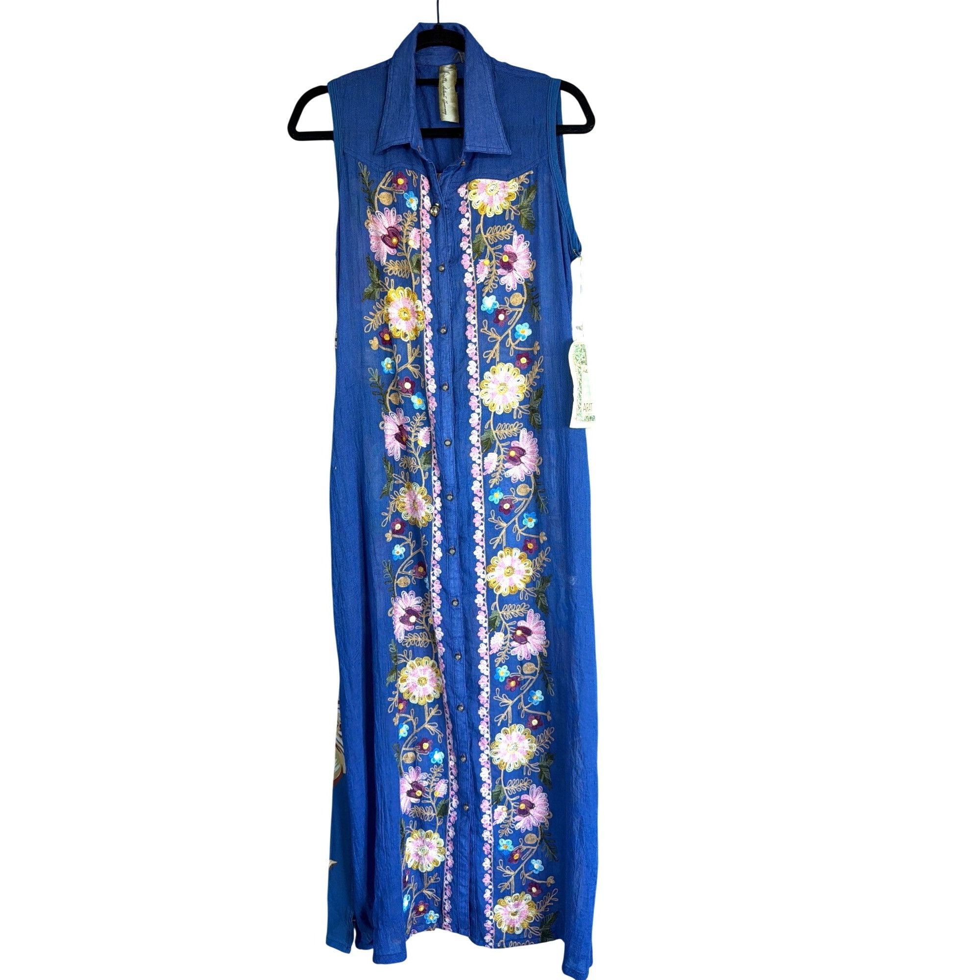 Other NWT Aratta Adonis Blue Embroidered Maxi Duster Shirt Dress S Size S / US 4 / IT 40 - 3 Thumbnail