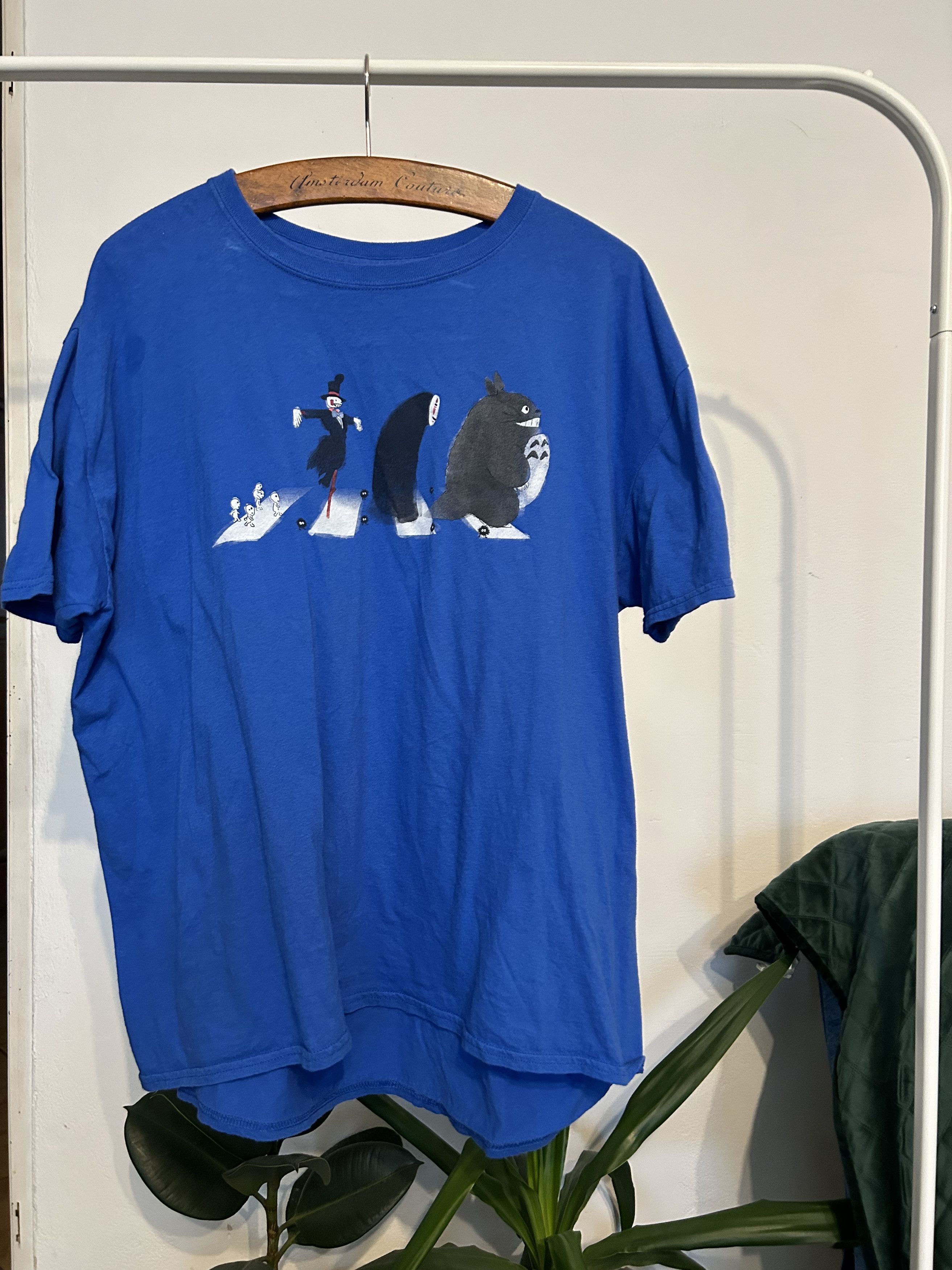 image of Gildan Studio Ghibli 90's Vintage Tshirt The Beatles Collabo in Blue, Men's (Size 2XL)