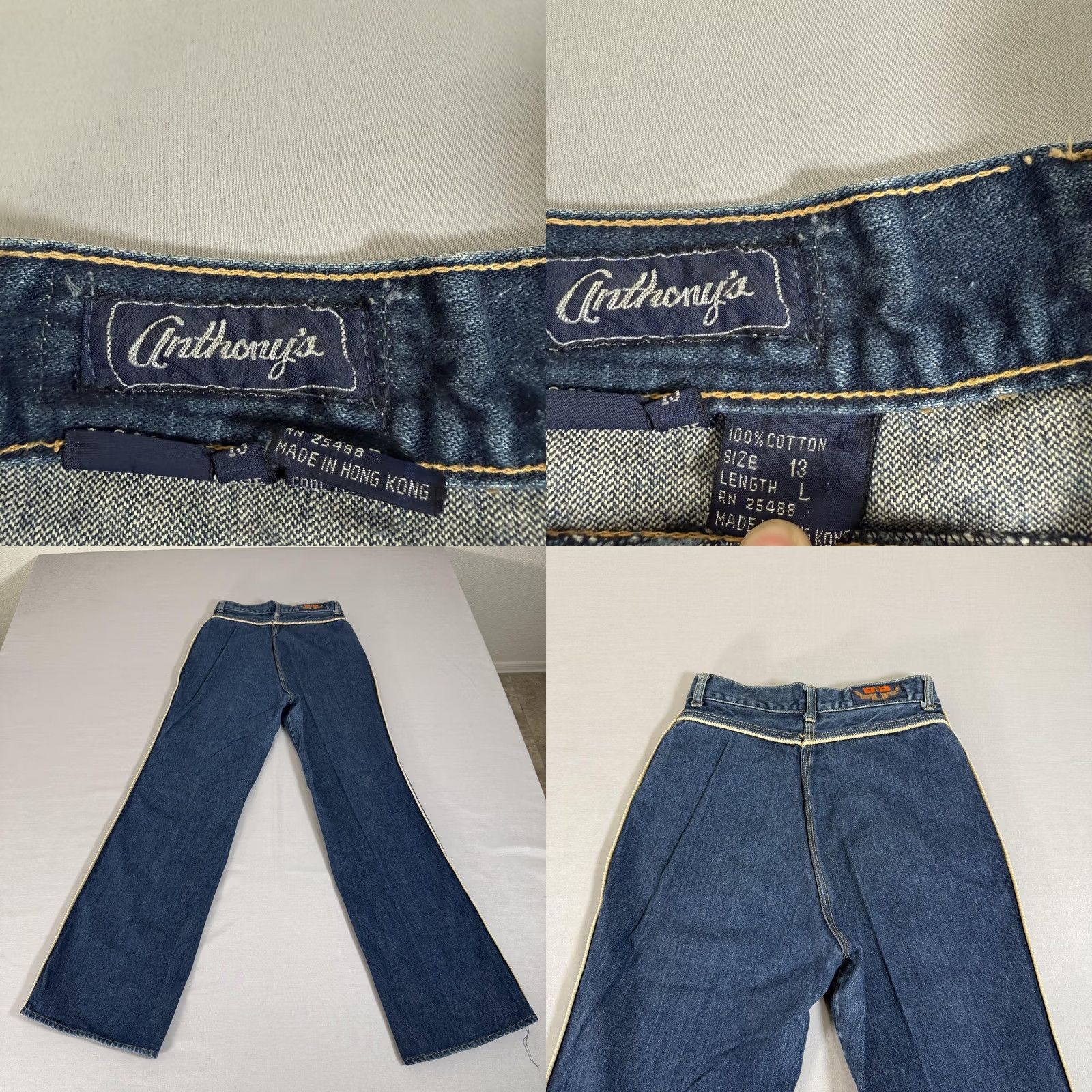Denime VINTAGE Womens Jeans 13 Blue Bootcut Denim Pants 90s Size 34" / US 12 / IT 48 - 9 Thumbnail