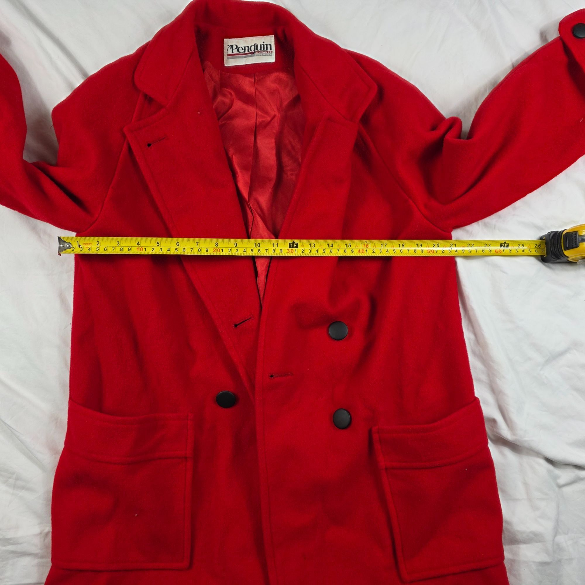 Original Penguin Penguin Womens Size 10 Red Wool Double Breasted Pea Coat War Size L / US 10 / IT 46 - 10 Thumbnail