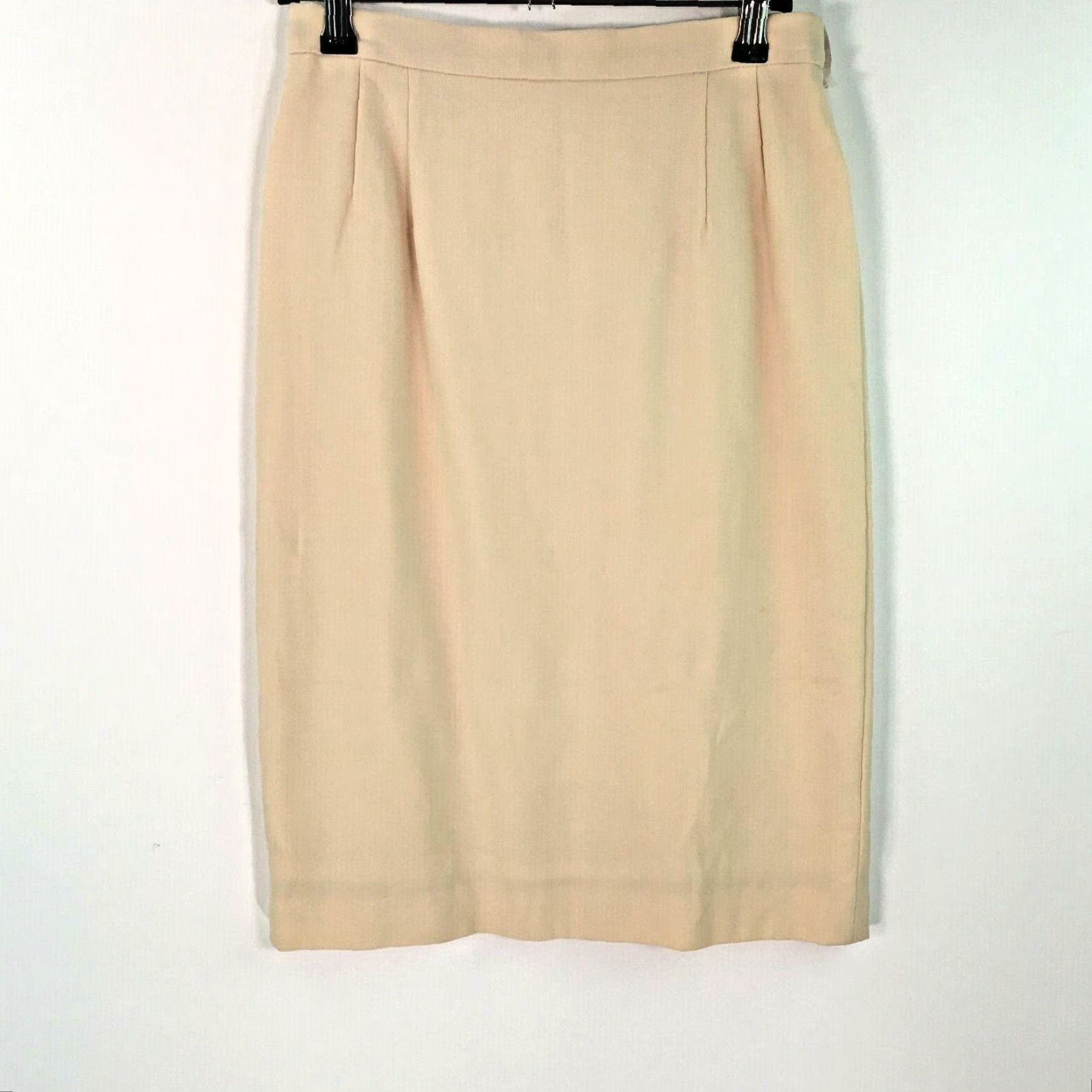 Vintage VINTAGE Laurel Beige Casual Pleated Straight & Pencil Skirt 34 Womens Wool Knee Length Zip Size 24" / US 00 / IT 34 - 2 Thumbnail