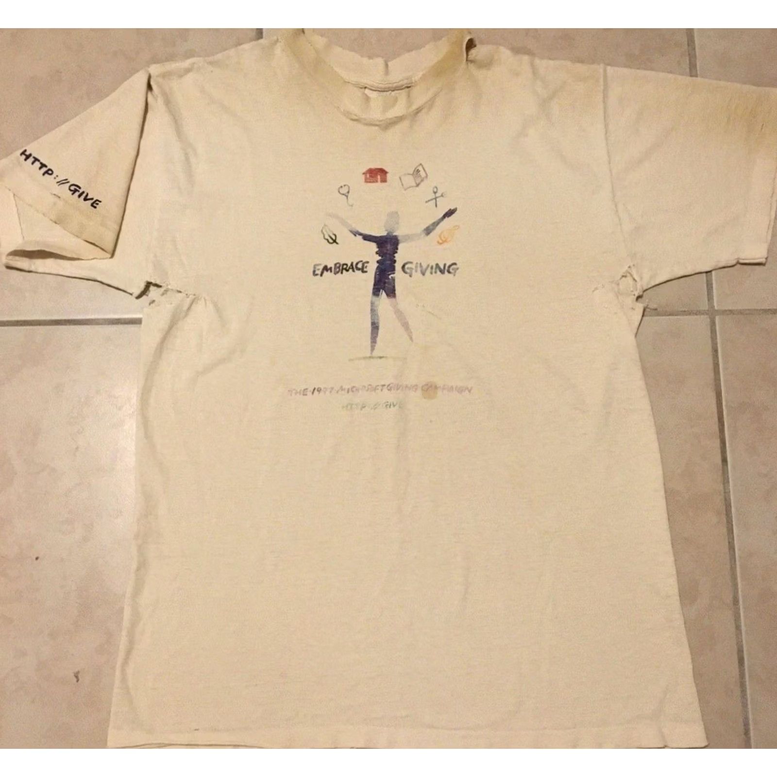 Apple Vintage 90s Microsoft Embrace Giving Destroyed Faded Shirt L Windows Software Apple Size US L / EU 52-54 / 3 - 2 Thumbnail