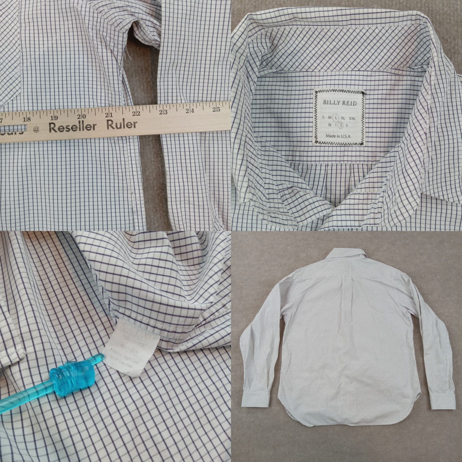 Billy Reid Billy Reid Shirt Mens Large White Blue Check Long Sleeve Button Up Casual Size US L / EU 52-54 / 3 - 4 Preview