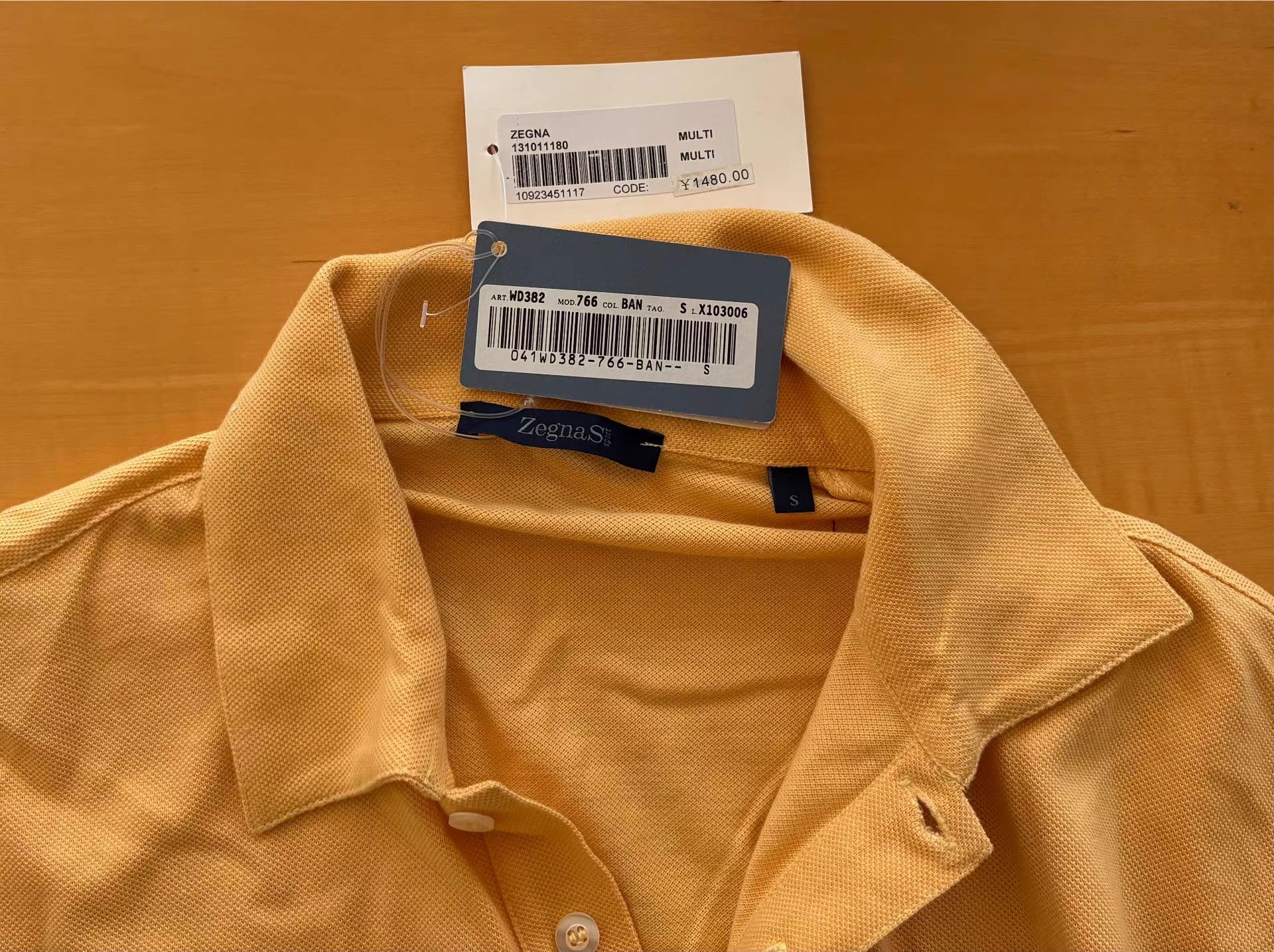 Z Zegna Zegna Men's Light Orange-Yellow Polo Shirt Ｑ21 Size US S / EU 44-46 / 1 - 5 Thumbnail