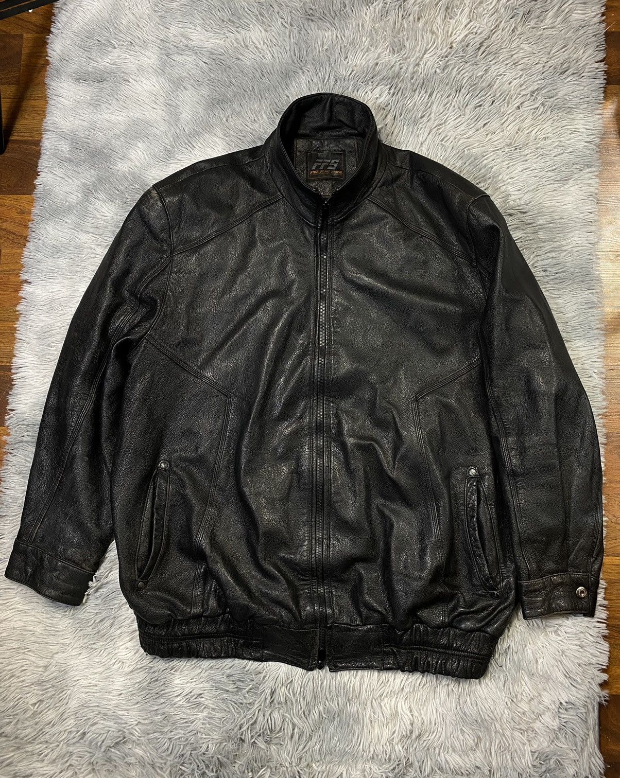 Leather × Vintage Fire Flag Horse Leather Bomber Jacket Japanese Brand Size US L / EU 52-54 / 3 - 1 Thumbnail