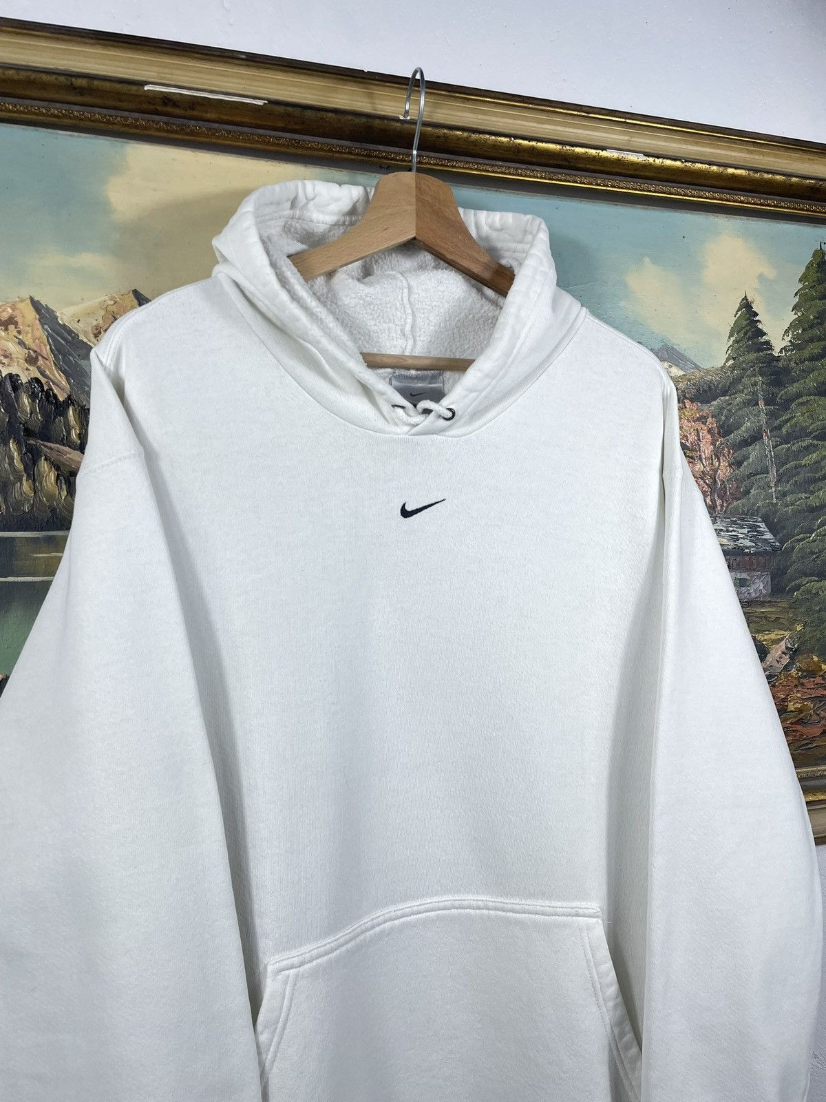 Nike × Vintage White Retro 90s Hoodie Nike Baggy Loose Oversize Vtg Size US L / EU 52-54 / 3 - 5 Thumbnail