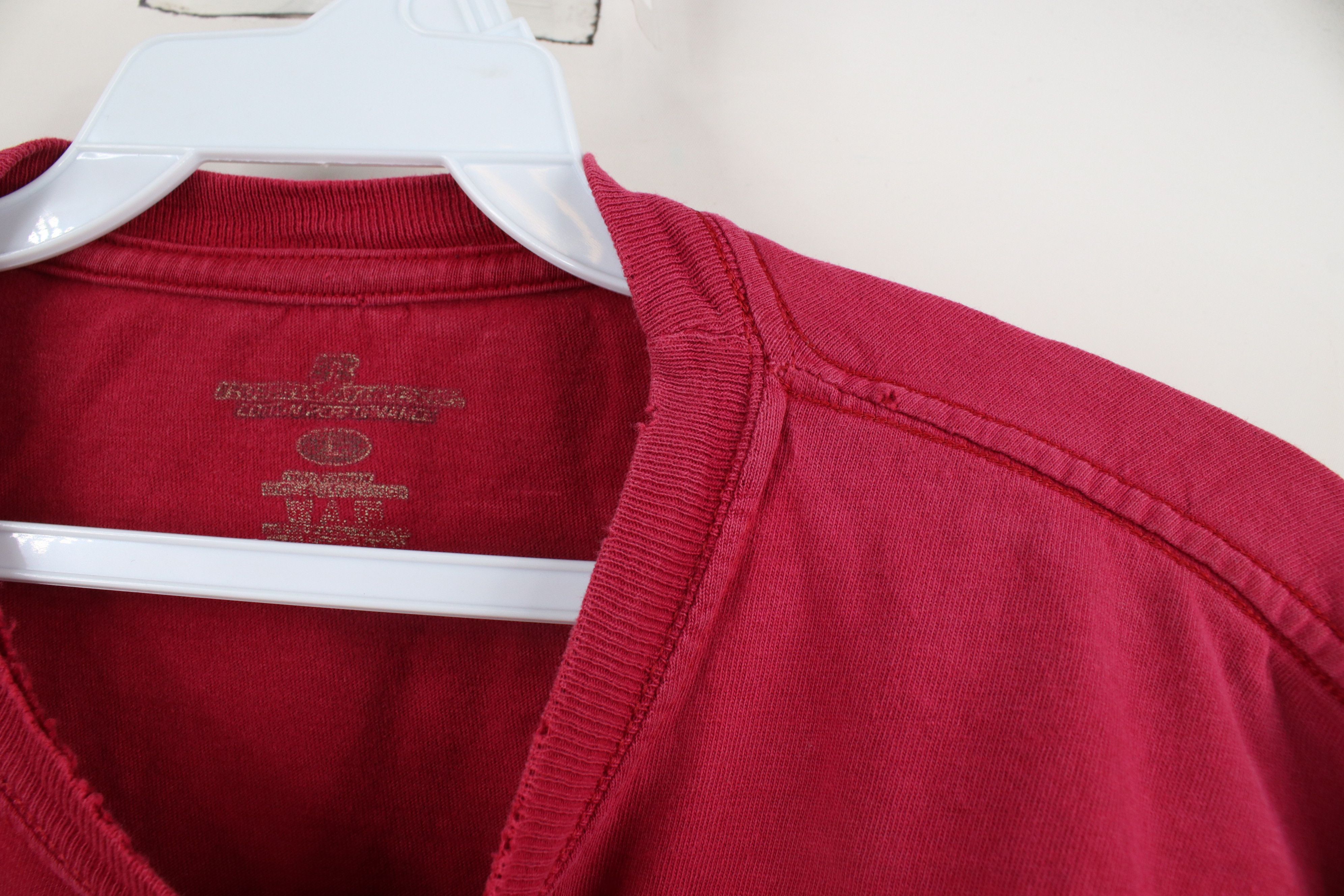 Russell Athletic × Vintage Vintage Russell Athletic Blank Pocket T-Shirt Red Cotton Size US L / EU 52-54 / 3 - 6 Thumbnail