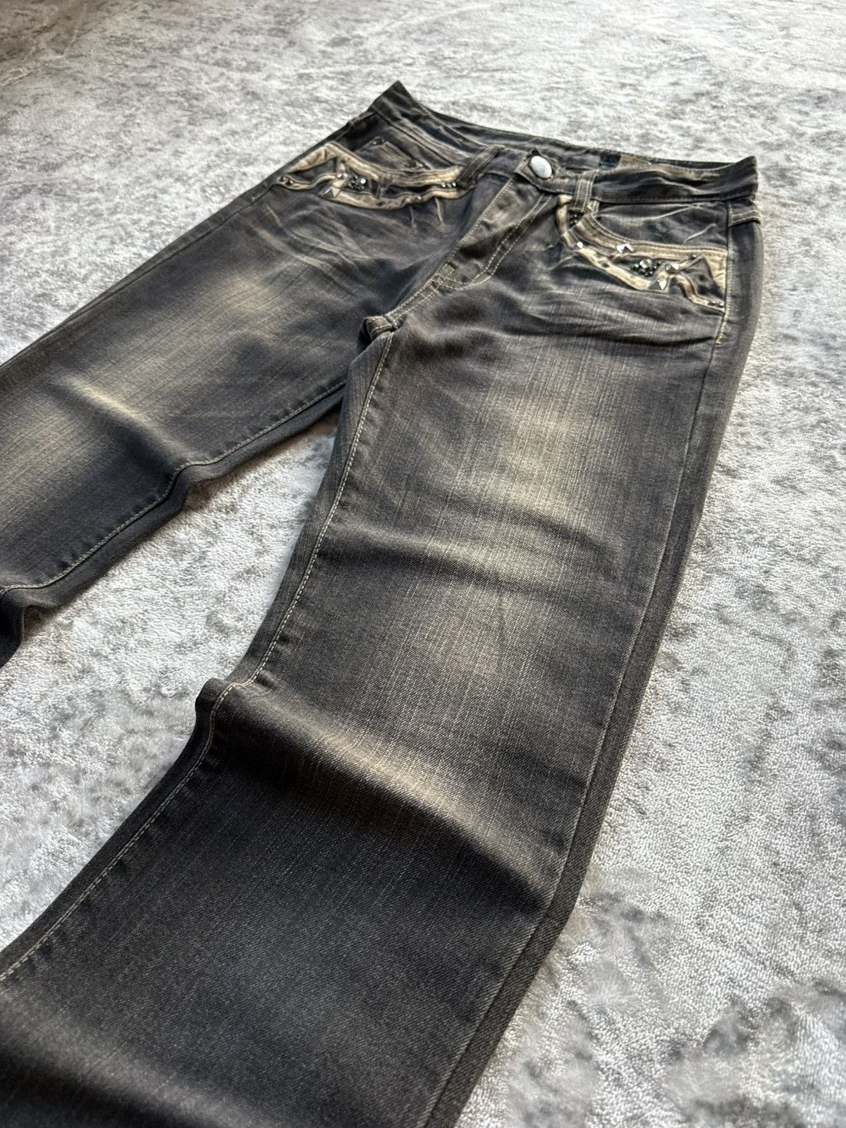 GOSTAR DE FUGA Gostar De Fuga Style Studded Embellished Flared Jeans Size US 27 - 7 Thumbnail