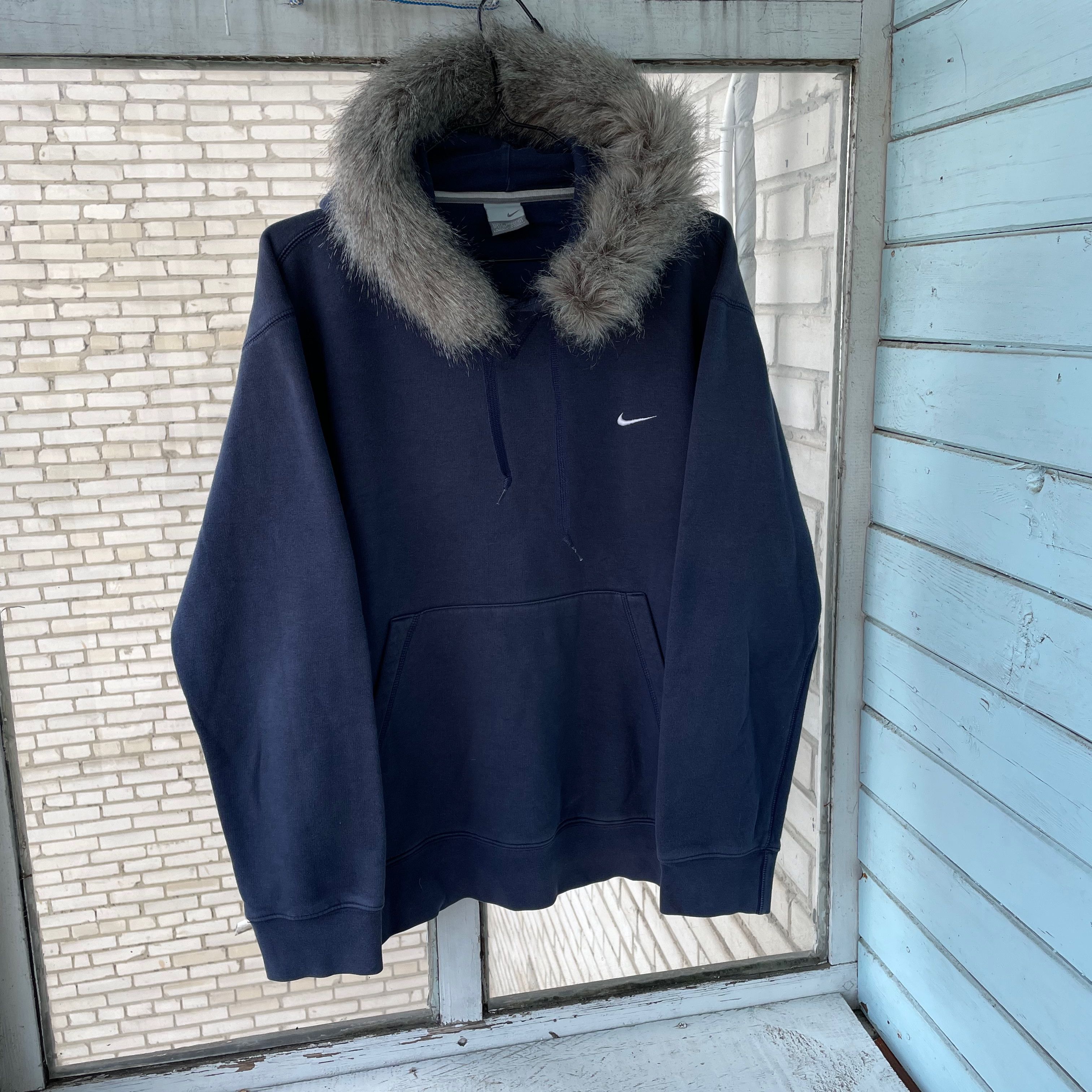 Nike × Vintage 00s Vintage Nike hoodie Custom Fur y2k opium grunge Size US L / EU 52-54 / 3 - 3 Thumbnail