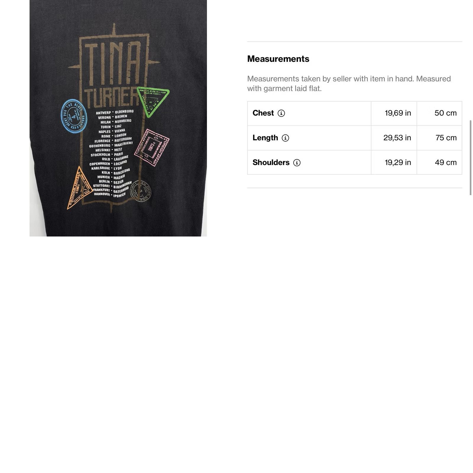 Etro VINTAGE Tina Turner Foreign Affair Tour T-Shirt 80s Black M Mens T-Shirt Size US M / EU 48-50 / 2 - 9 Thumbnail