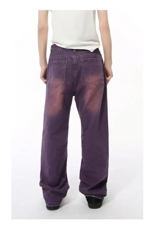 Japanese Brand Pants Purple Vintage Loose Distressed Straight Jeans Size US 32 / EU 48 - 3 Thumbnail