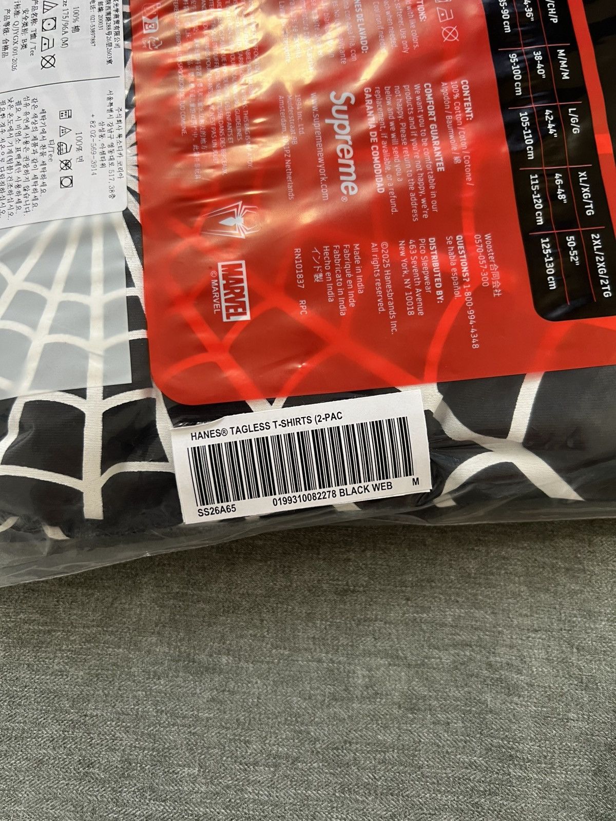 Supreme Supreme Hanes Spider Man Tagless Tee (2 Pack) Size Medium Size ONE SIZE - 3 Thumbnail