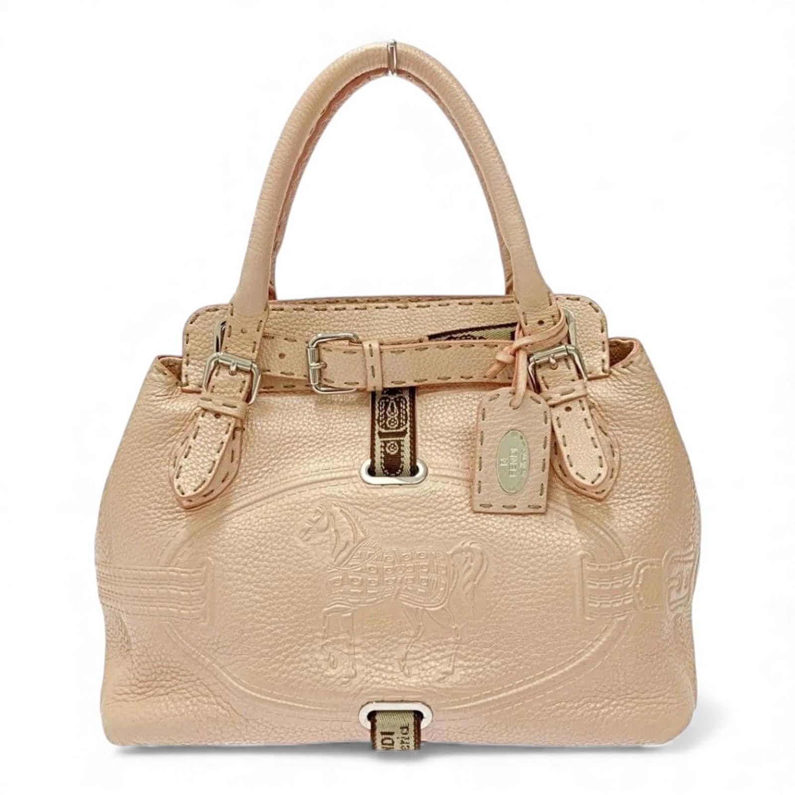 Fendi Fendi - Beige Pink Leather Handbag Size ONE SIZE - 3 Thumbnail