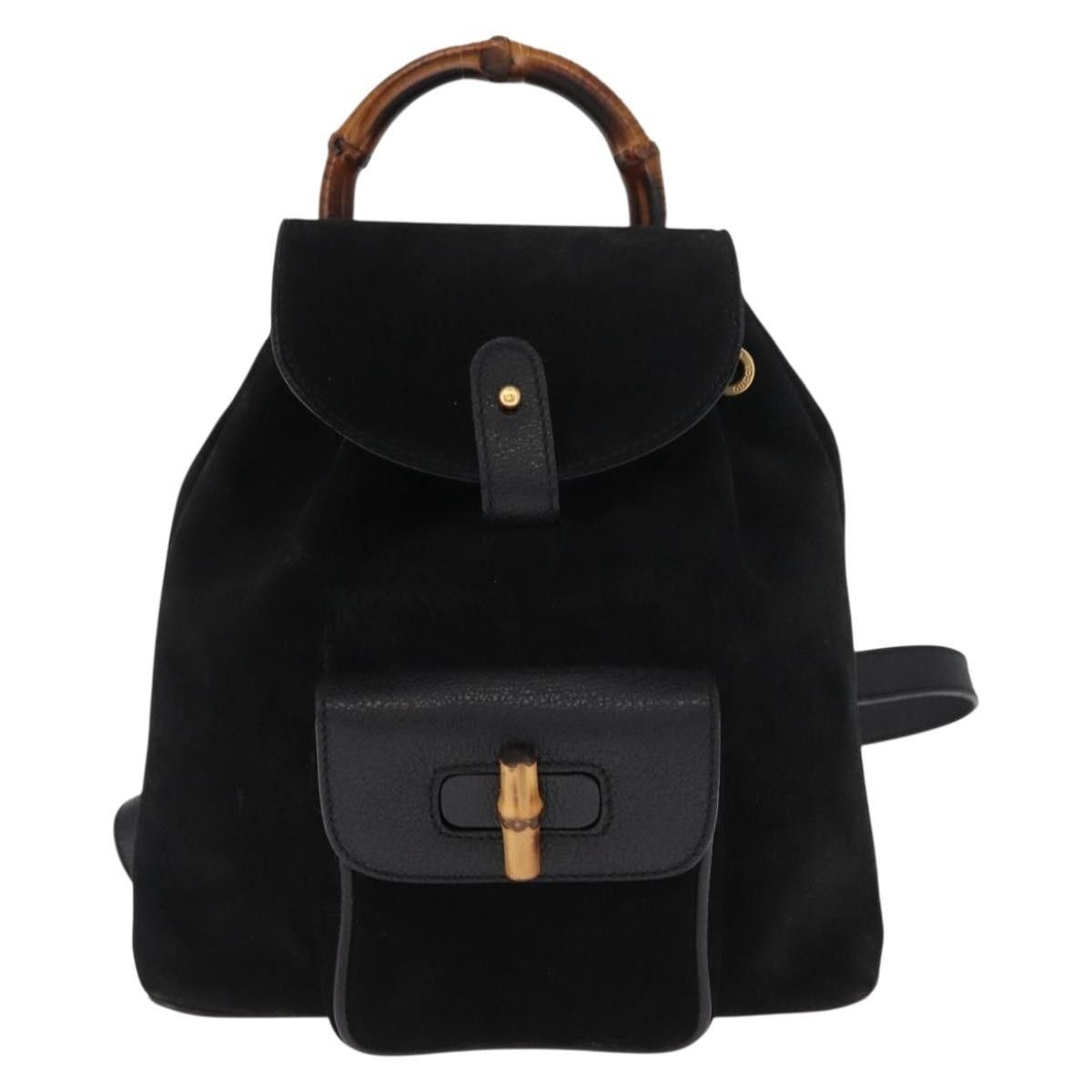 Gucci Gucci Vintage Bamboo Backpack Suede Size ONE SIZE - 1 Thumbnail