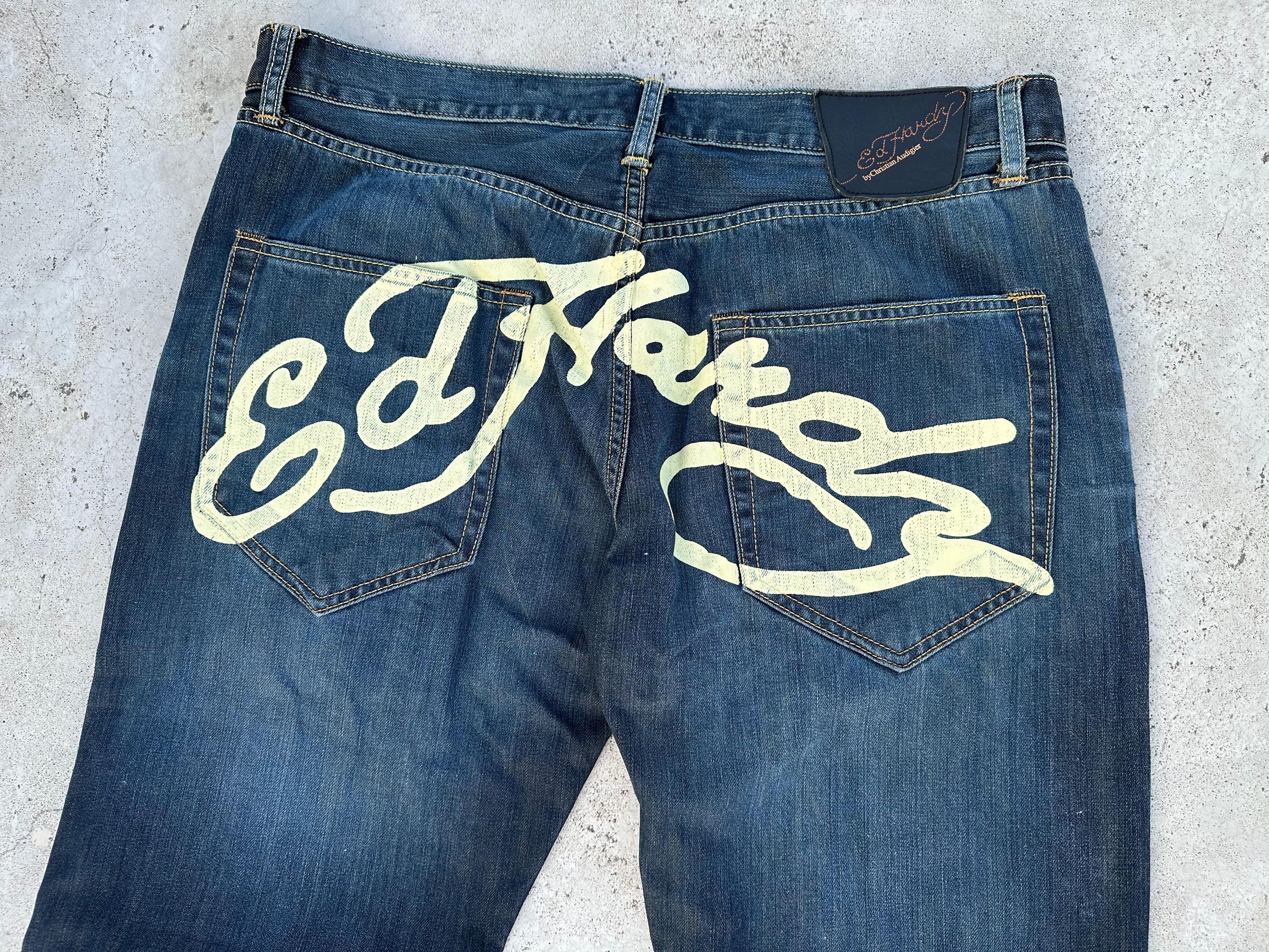 Christian Audigier × Ed Hardy × Vintage VINTAGE ED HARDY BIG LOGO BAGGY Y2K JEANS Size US 38 / EU 54 - 3 Thumbnail