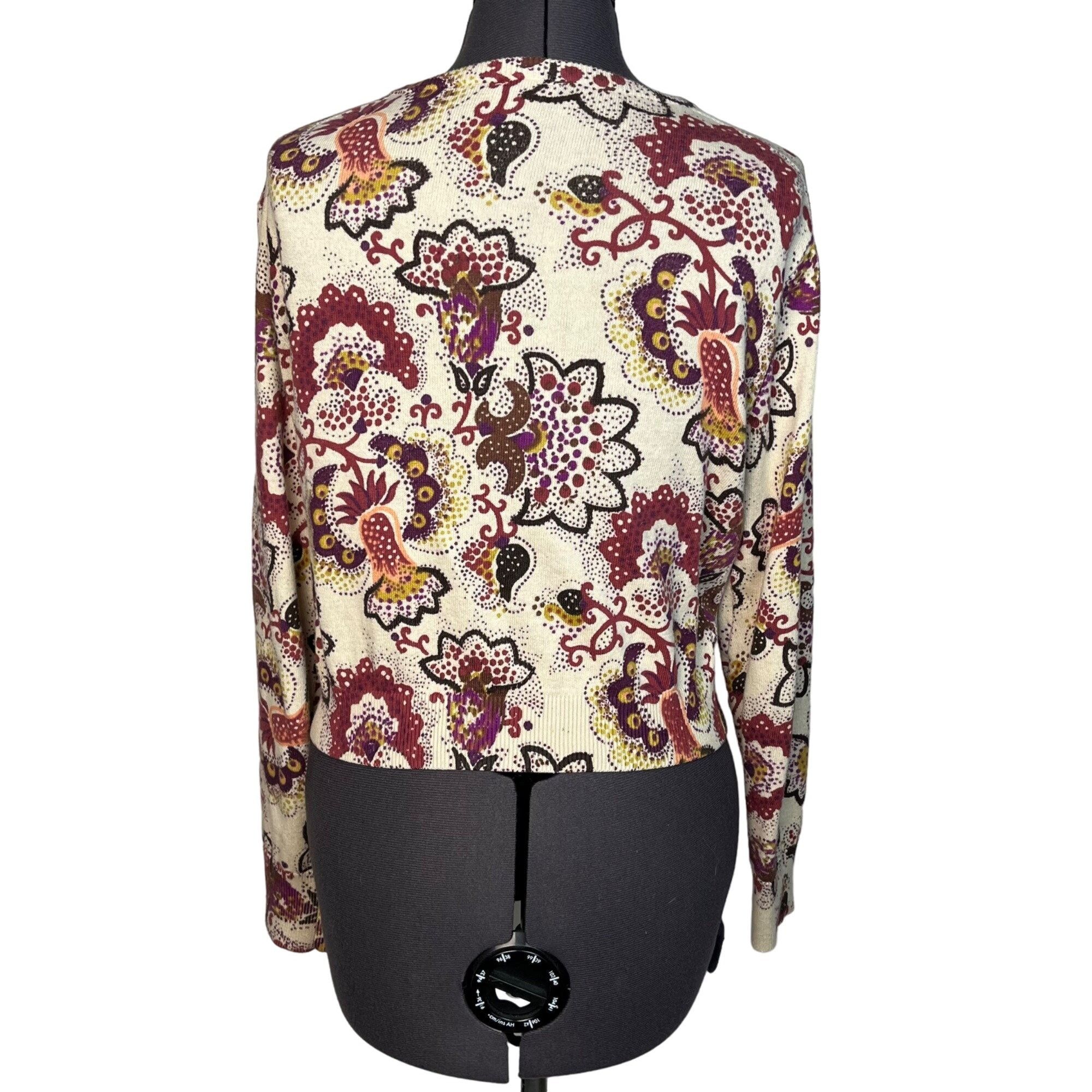 Fossil Fossil Women's Floral Cardigan Sweater Lightweight Crew-Neck Size L / US 10 / IT 46 - 4 Thumbnail
