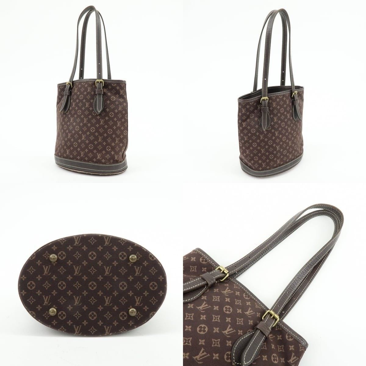 Louis Vuitton Louis Vuitton Monogram Mini Lin Bucket PM Tote Cotton Brown Size ONE SIZE - 3 Thumbnail