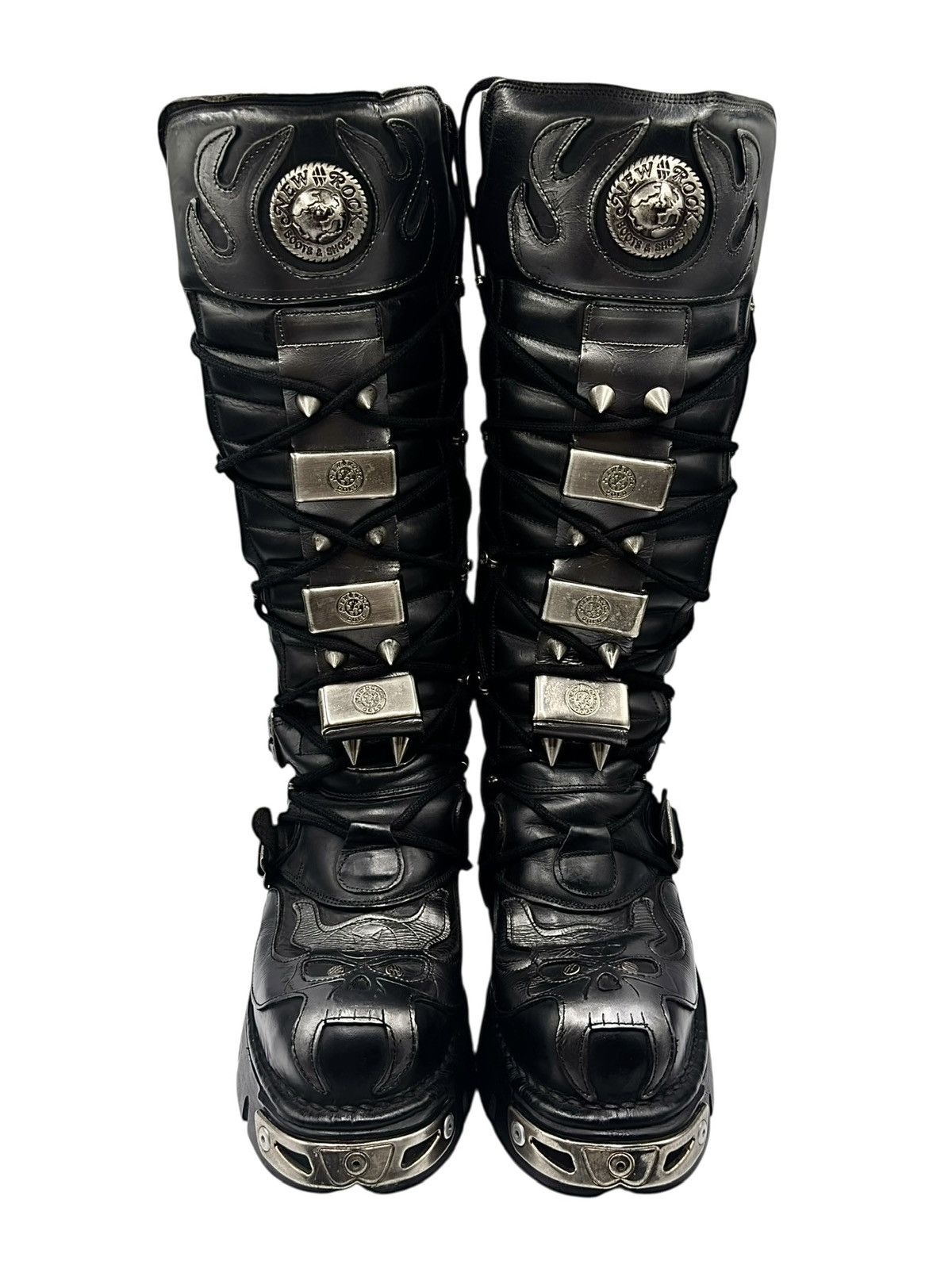 Vintage New Rock Knee High Demon Reactor Boots Size 42 in Black, Men's (Size 9) — image 2 of 6